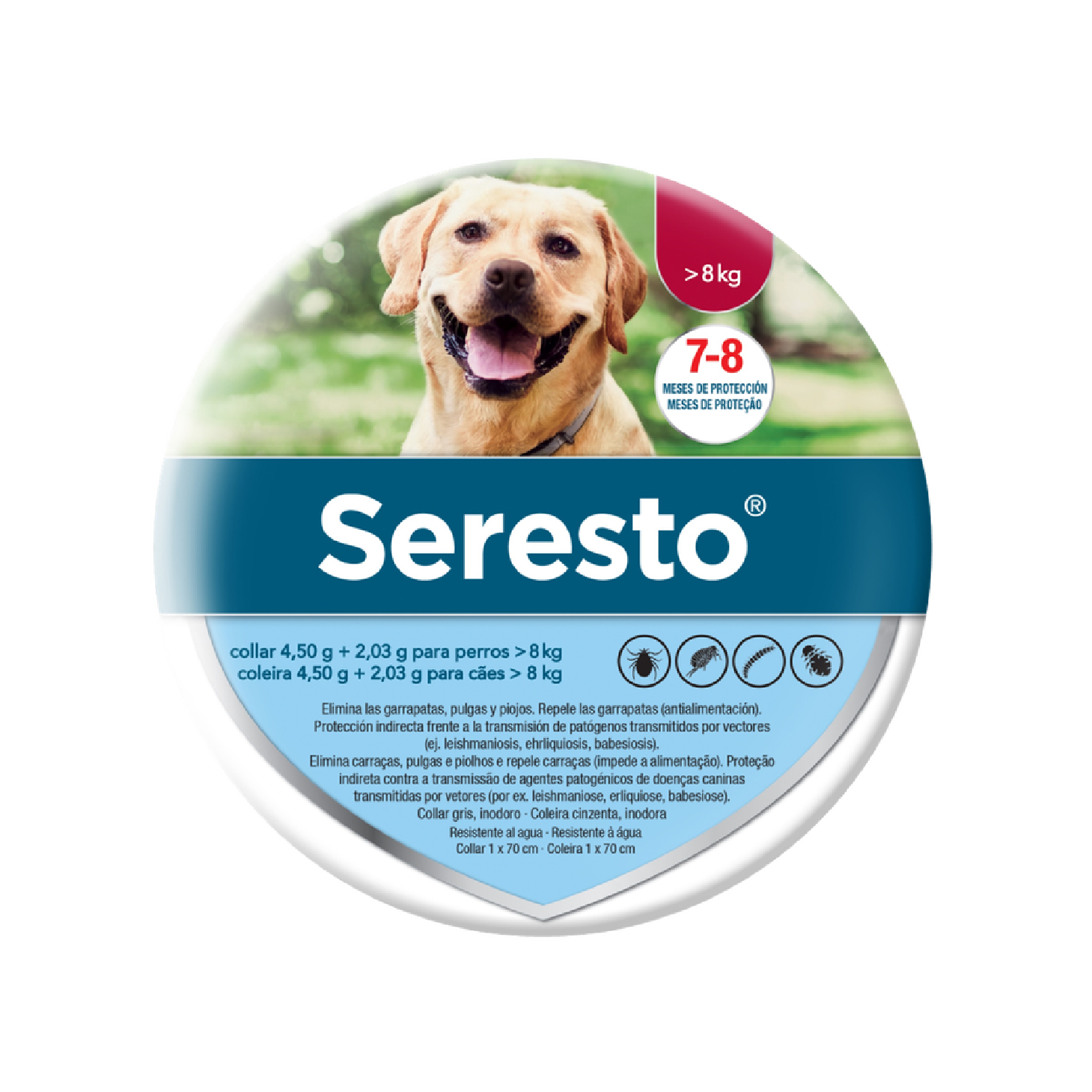 Seresto Cão >8kg Coleira 4,50g+2,03g