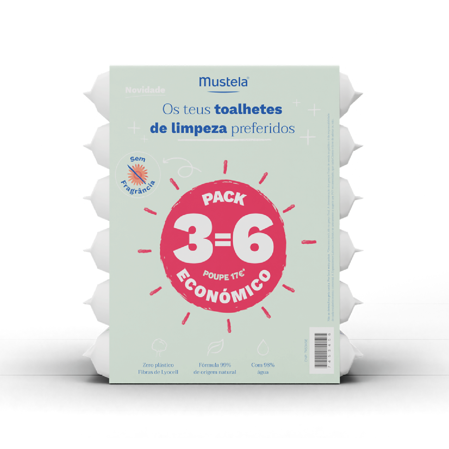 Mustela Toalhitas de Limpeza Sem Perfume x 6 Unidades