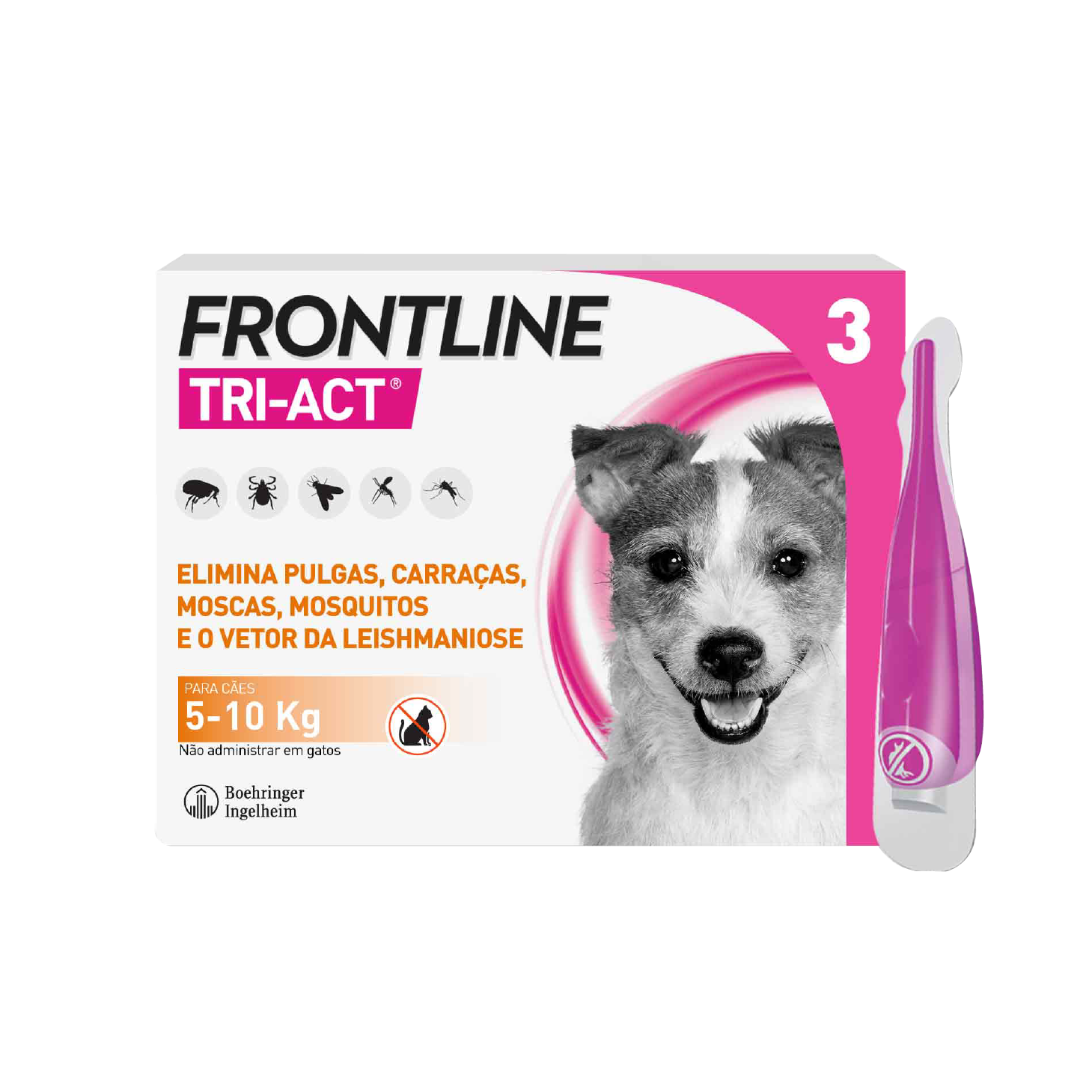 Frontline Tri-Act Cão S/5-10Kg Pipetas 1ml x 3 Unidades
