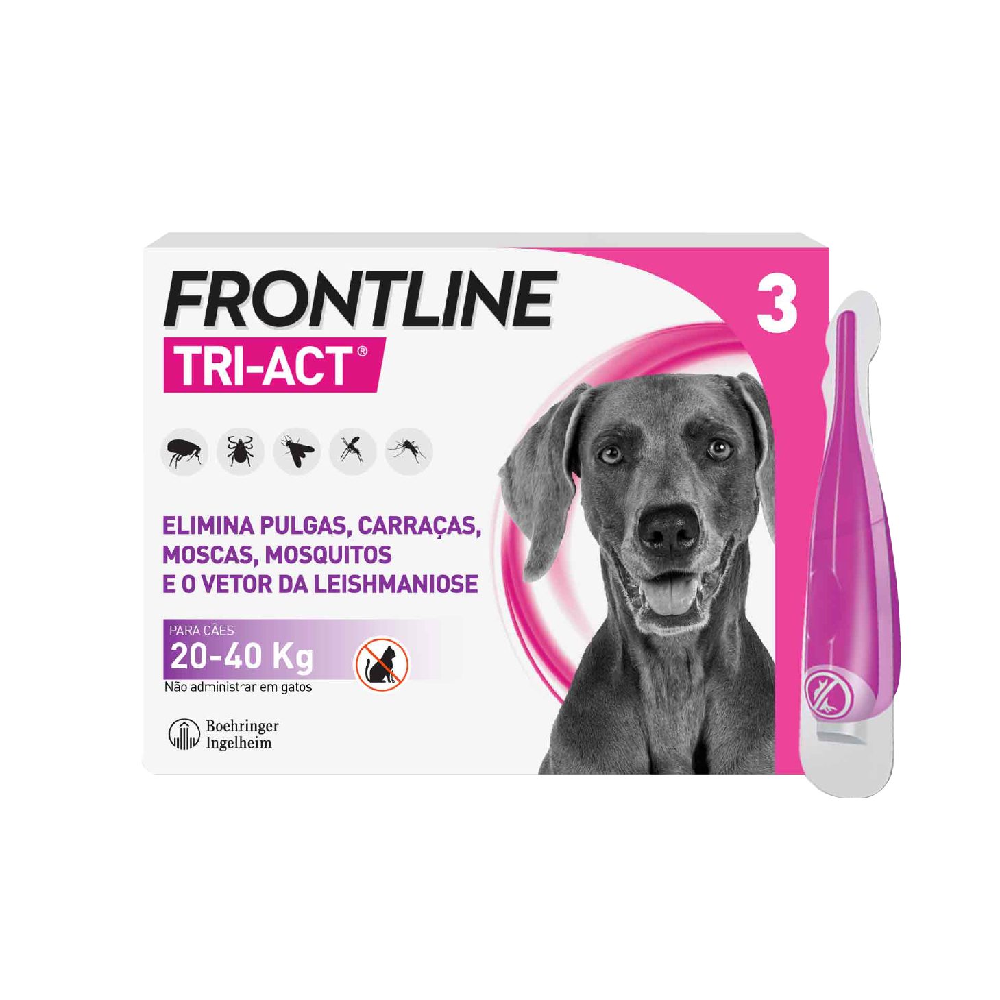 Frontline Tri-Act Cão L/20-40Kg Pipetas 4ml x 3 Unidades