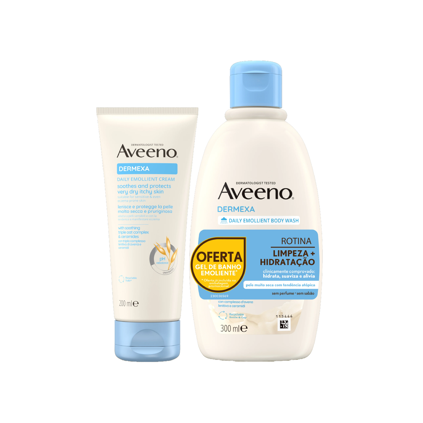 Aveeno Dermexa Creme 200ml + Gel Banho Emoliente 300ml