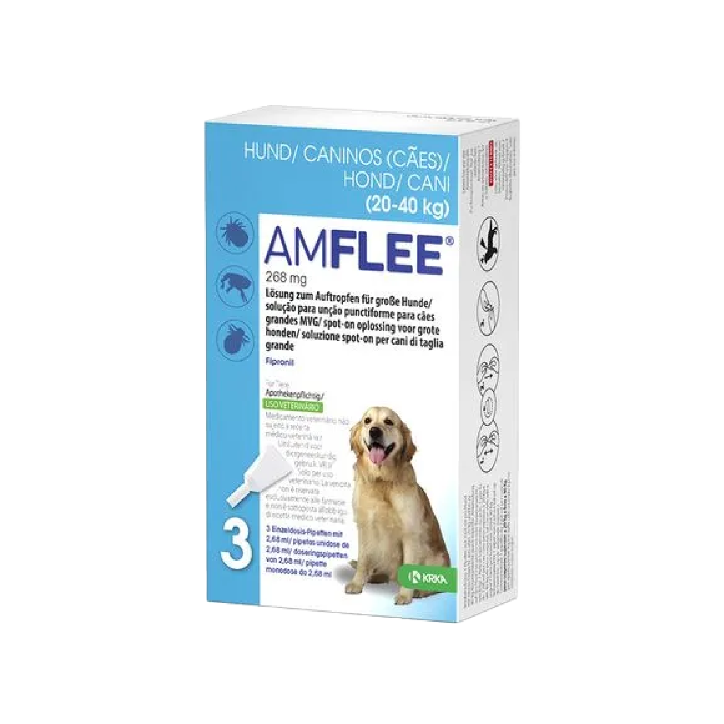 Amflee Cão 20-40kg Pipeta 268mg x 3 Unidades