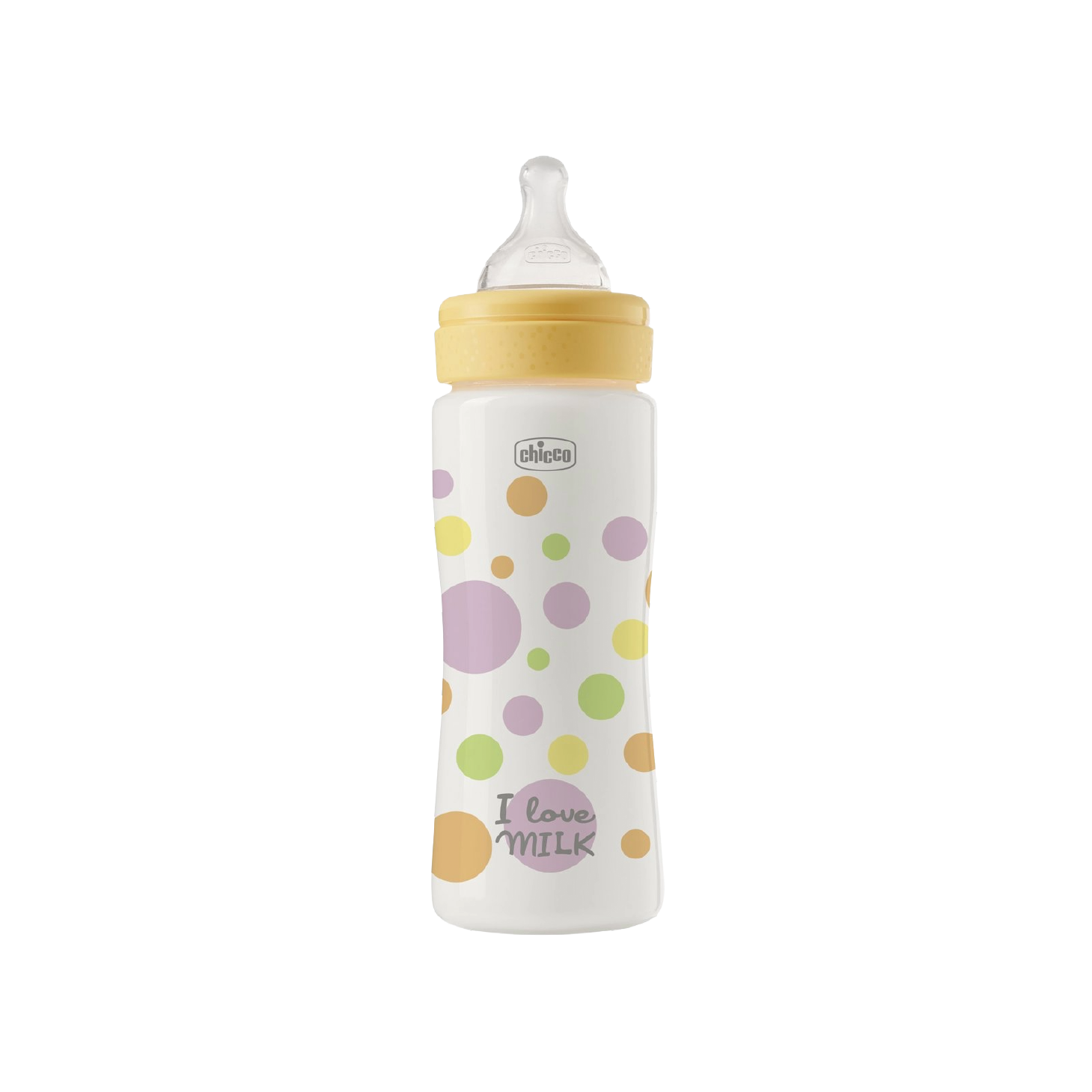 Chicco Perfect Easy Biberão Amarelo "I love milk" 330ml +4 Meses