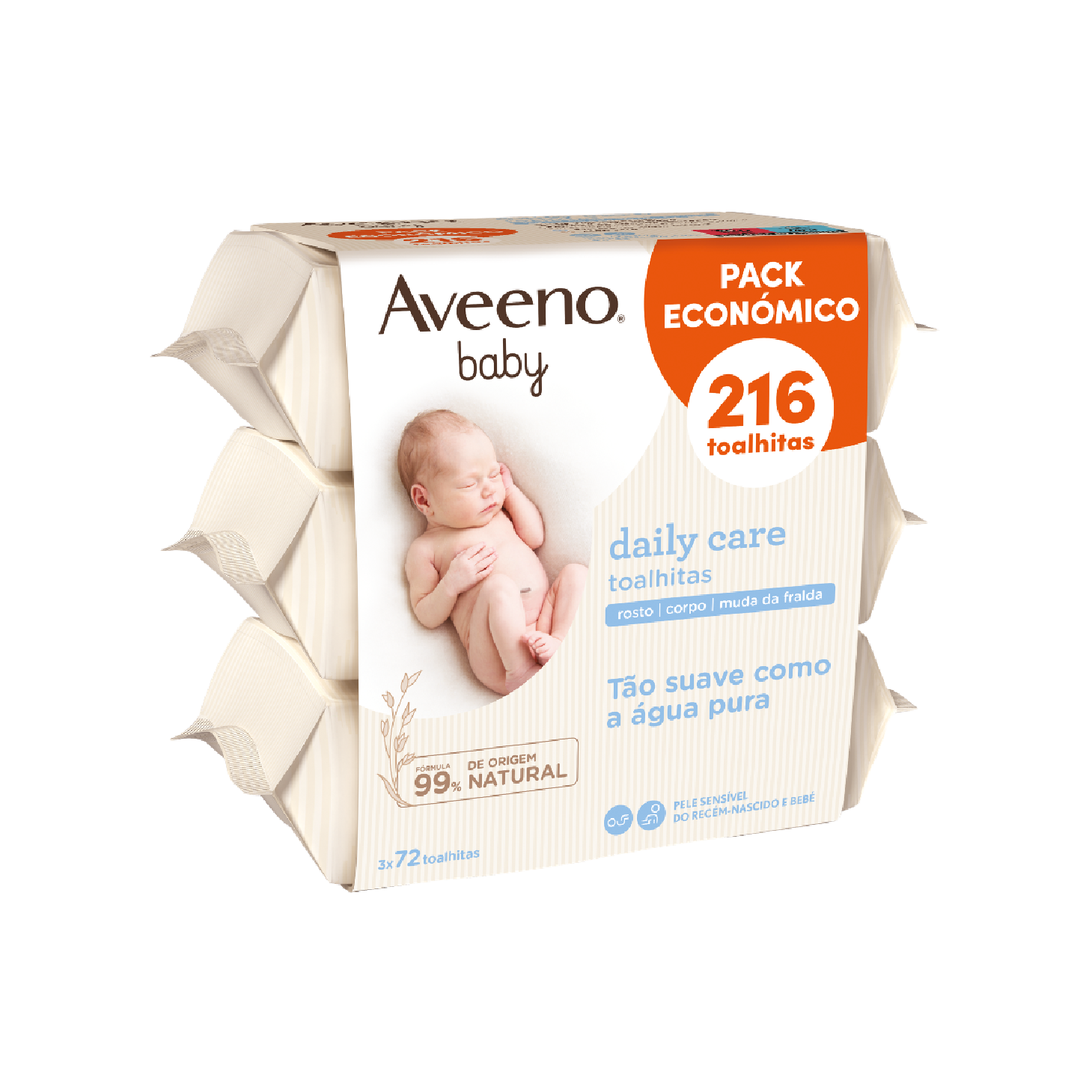 Aveeno Baby 72 Toalhitas de Limpeza x 3 Unidades