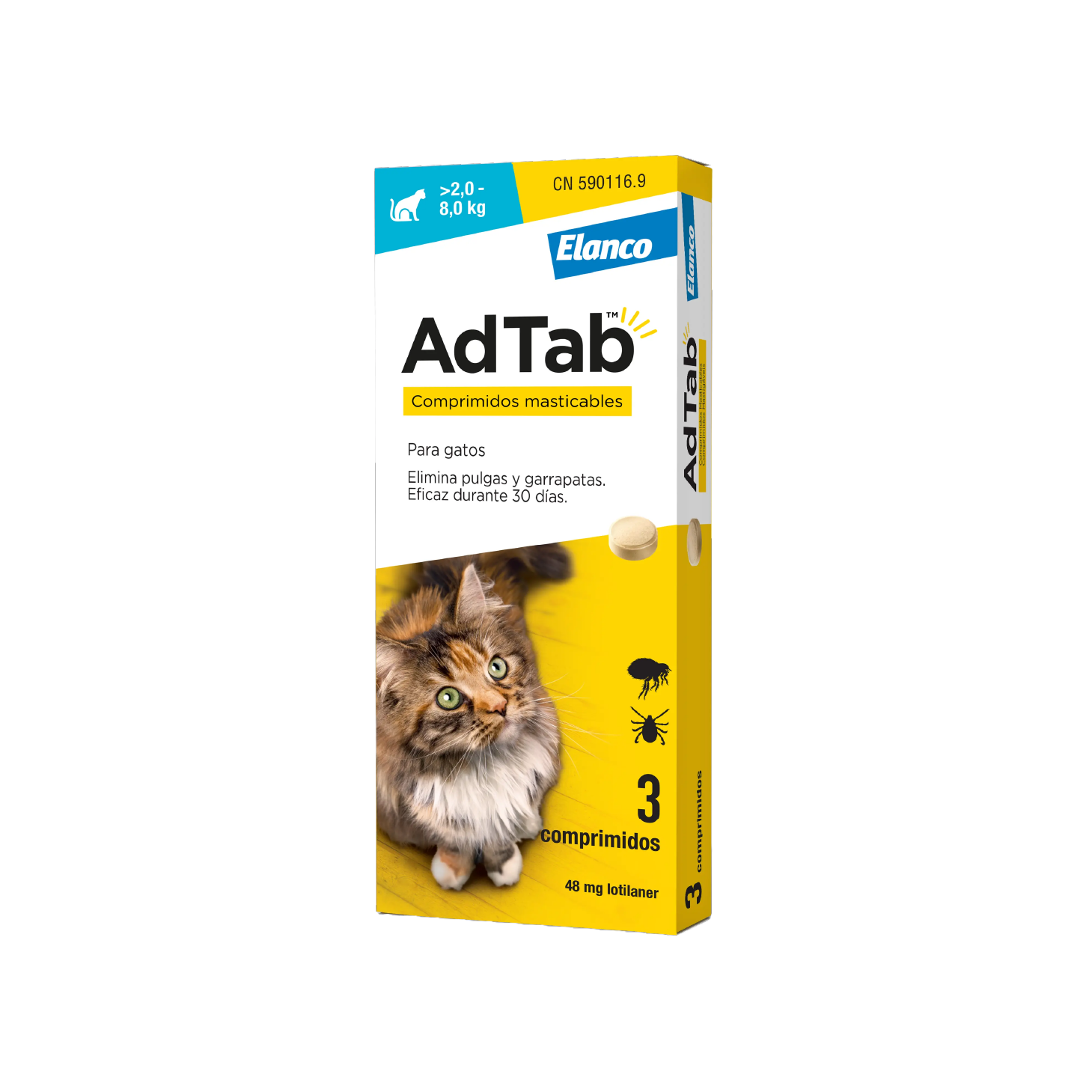 AdTab Gato >2-8kg 48mg x 3 Comprimido