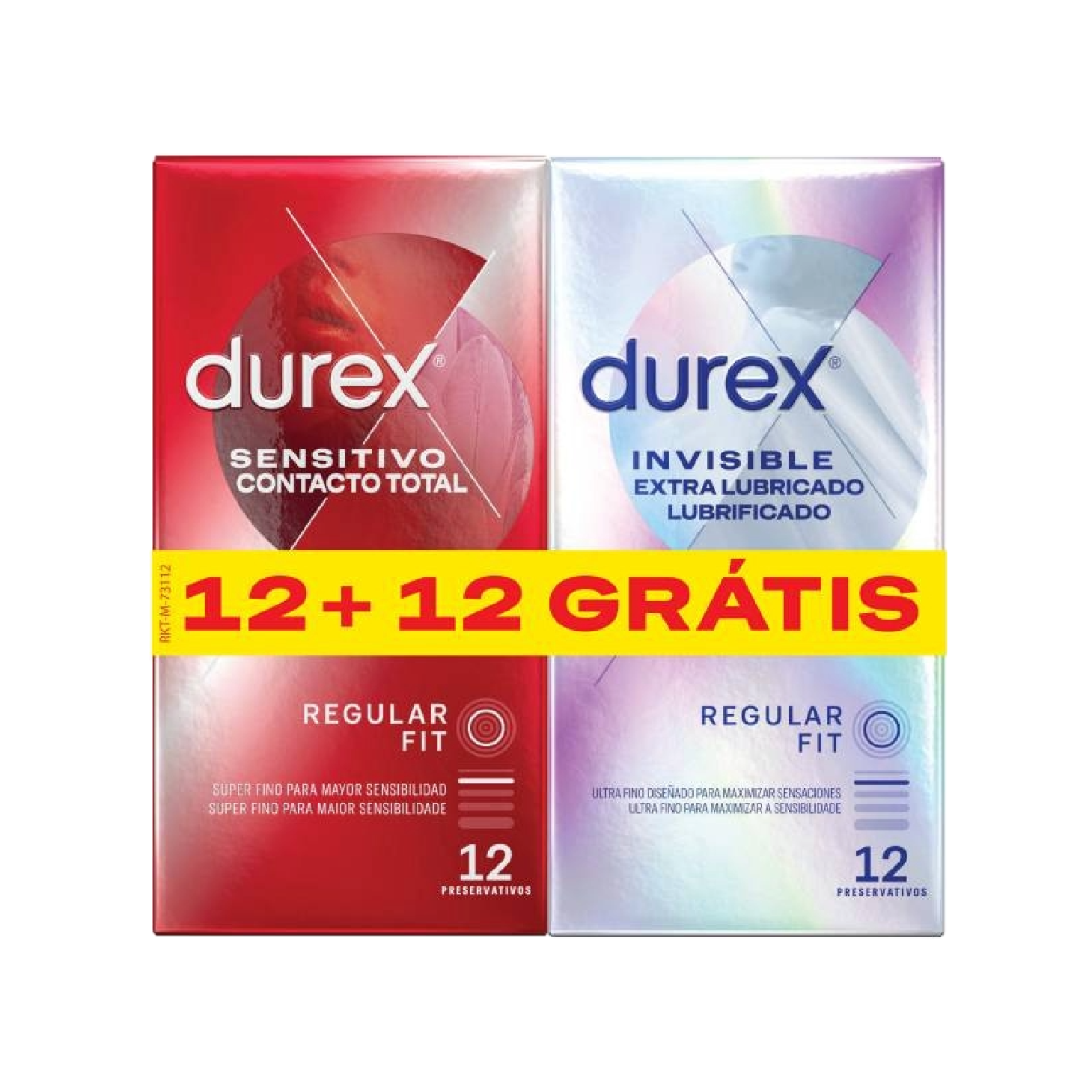 Durex Invisible Extra Lubrificado 12 Preservativos + Sensitivo Contacto Total 12 Preservativos