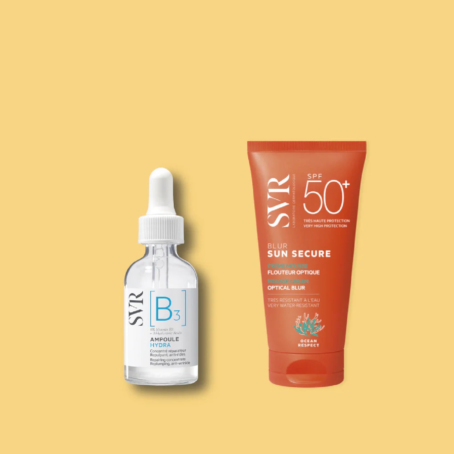 Set de regalo de ampollas SVR [B3] Hydra 30 ml + Sun Secure Blur sin perfume FPS 50+ 15 ml