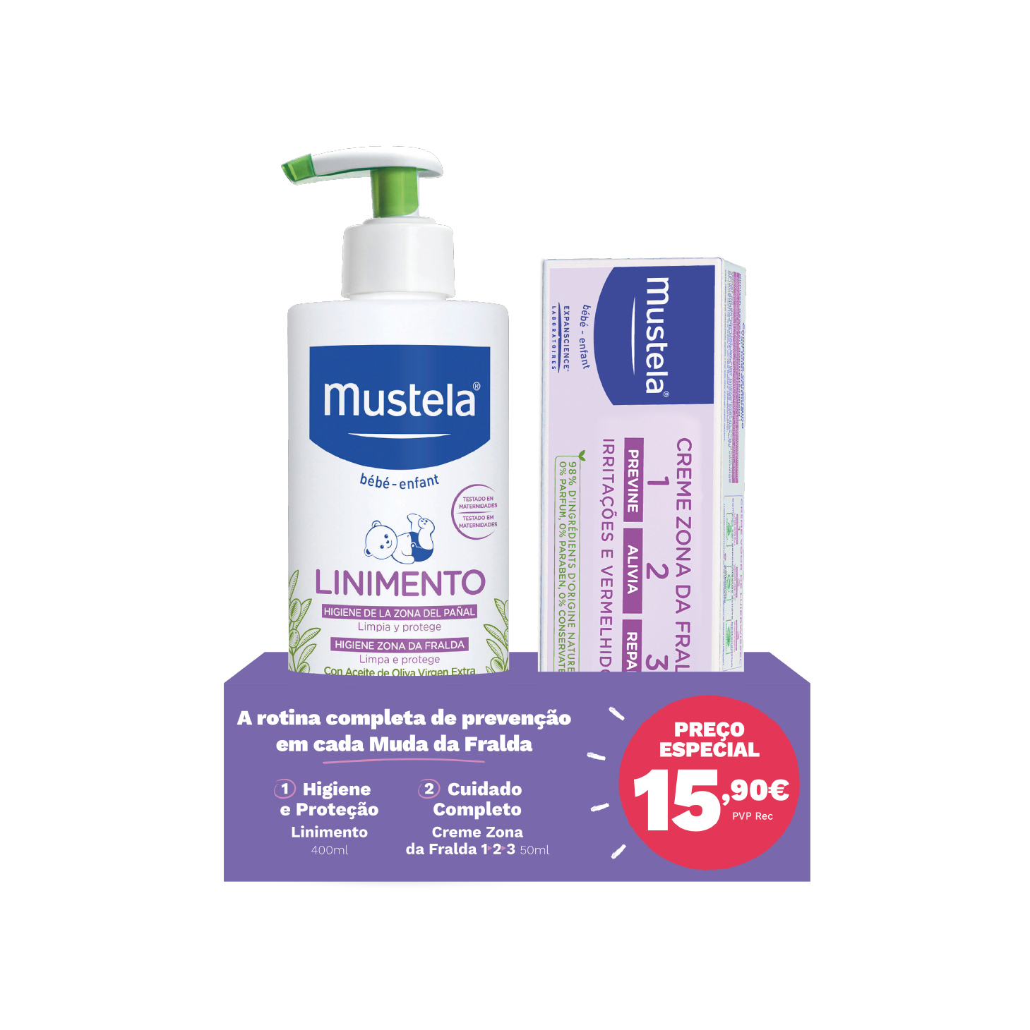 Mustela Linimento Zona de Fralda 400ml + Creme 50ml