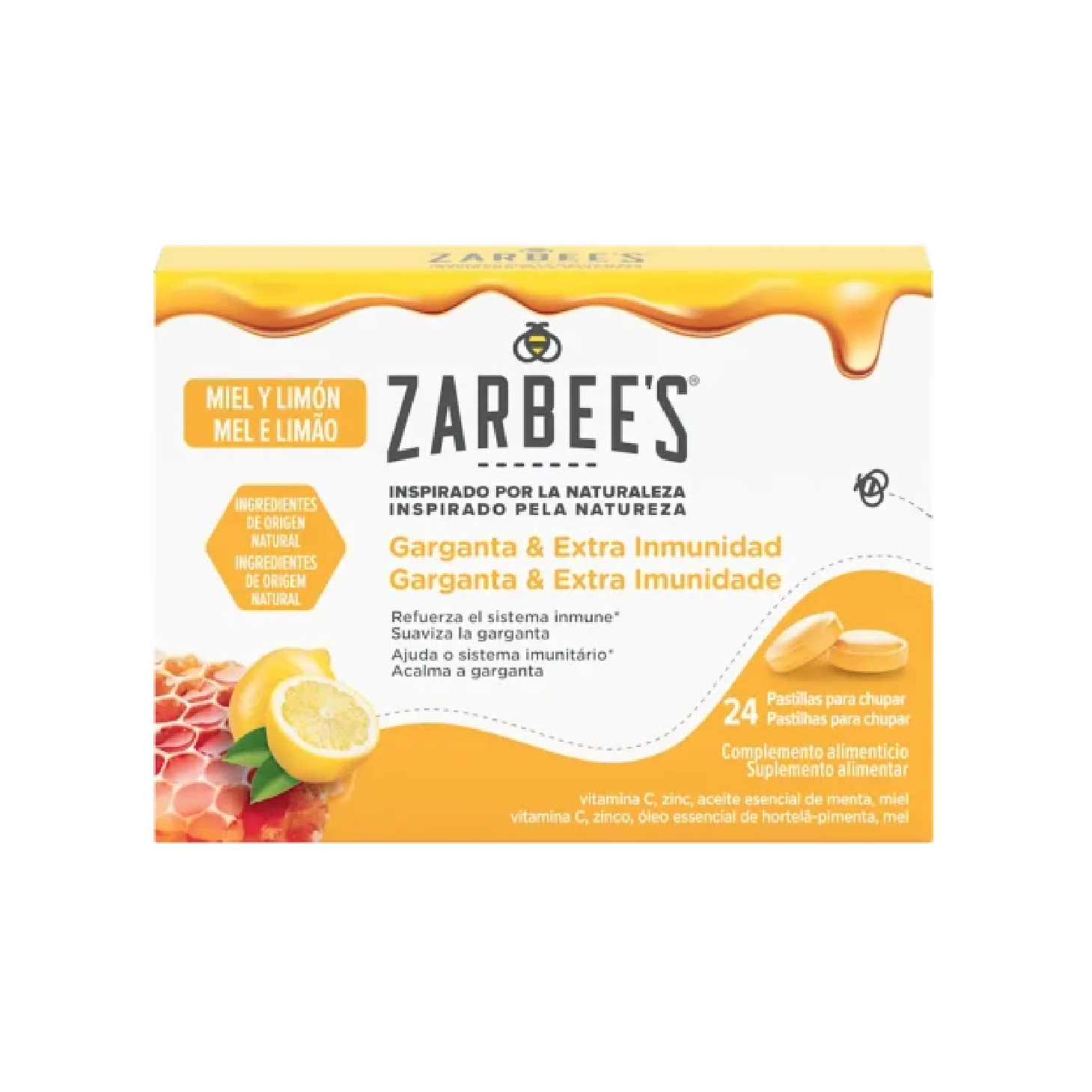 Zarbee's Garganta&Extra Imunidade Mel/Limão 24 Pastilhas