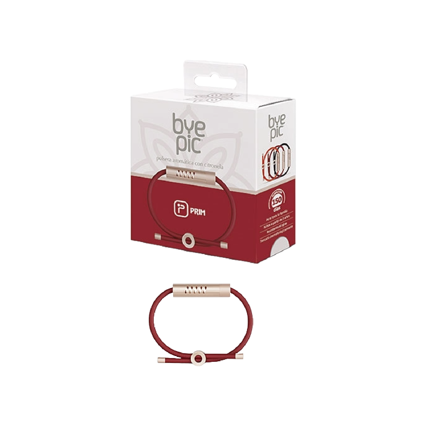 ByePic Pulseira com Citronela Adulto Cordão Bordeaux