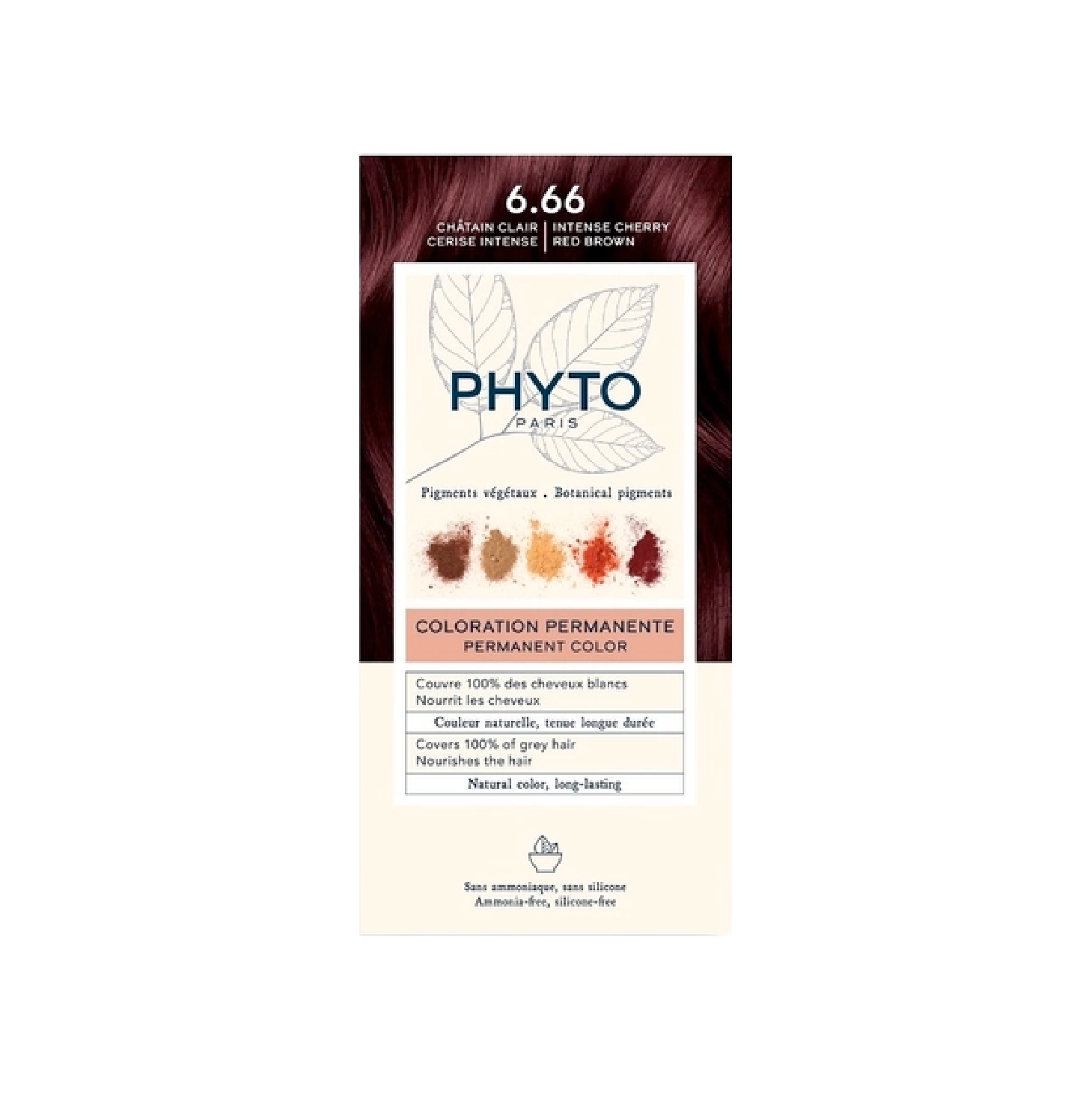 Phytocolor Coloração Permanente 6.66 Castanho Claro Cereja Intenso