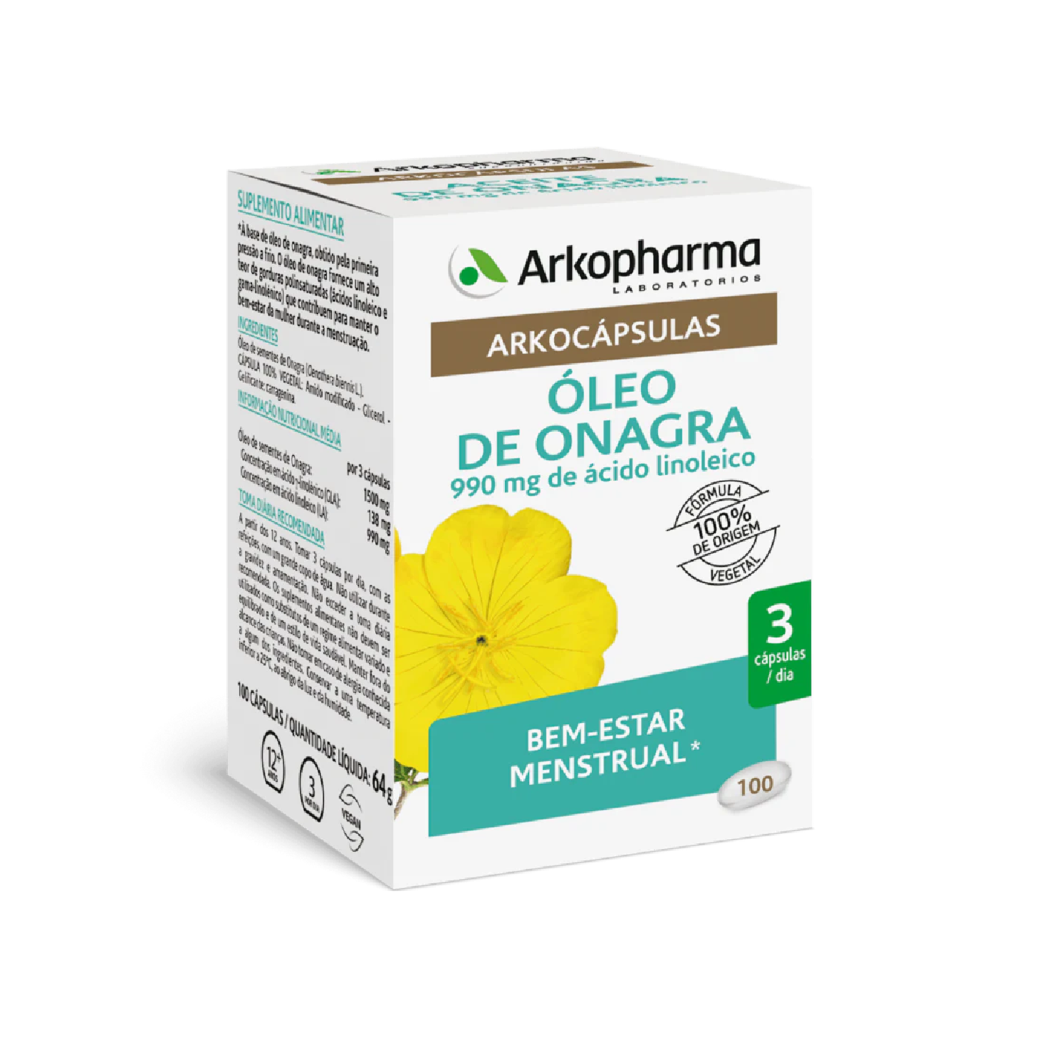 Arkocápsulas Óleo de Onagra 100 Cápsulas