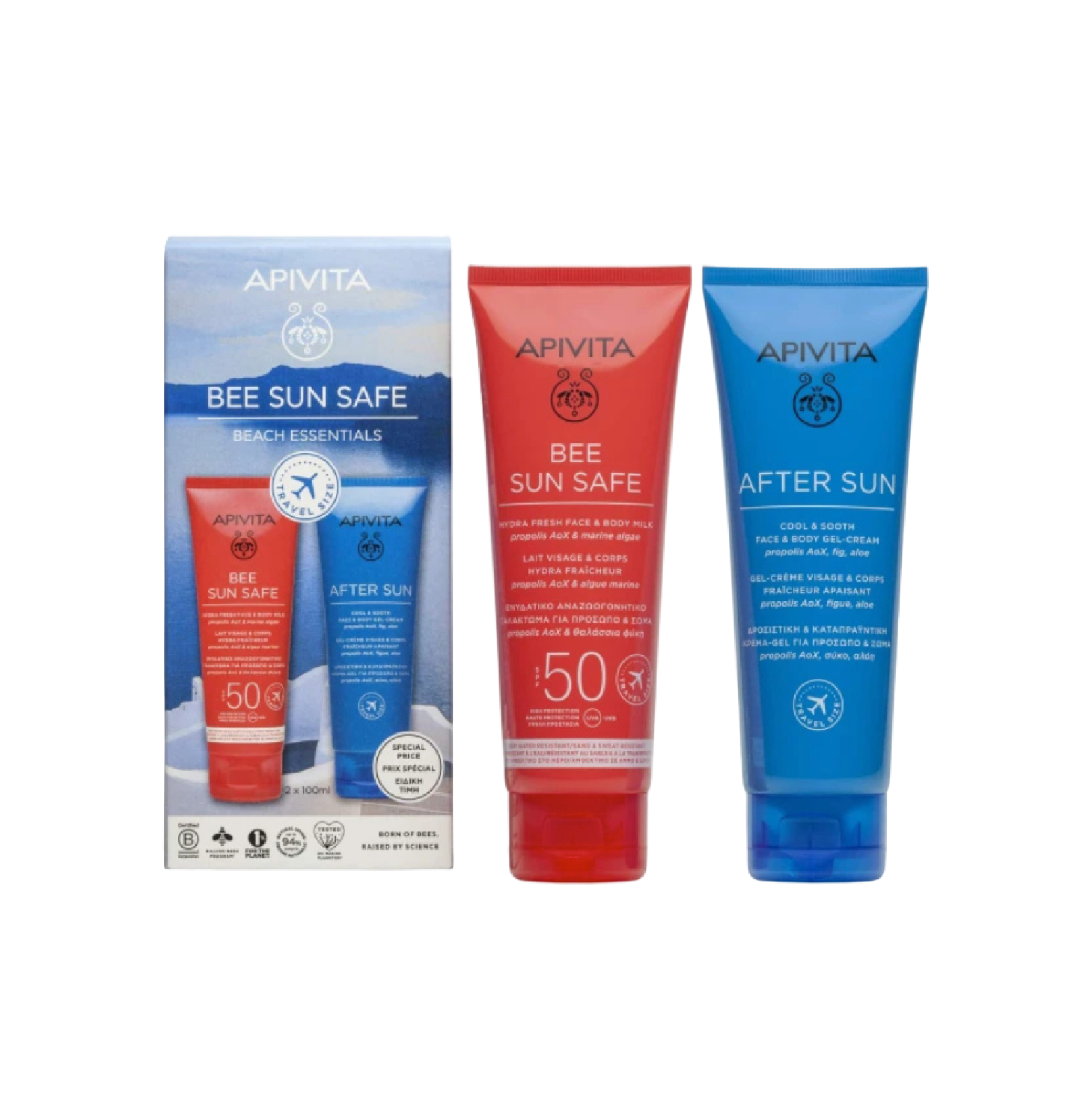 Apivita Bee Sun Safe Beach Essentials 2026  Protetor SPF 50 + Pós Solar