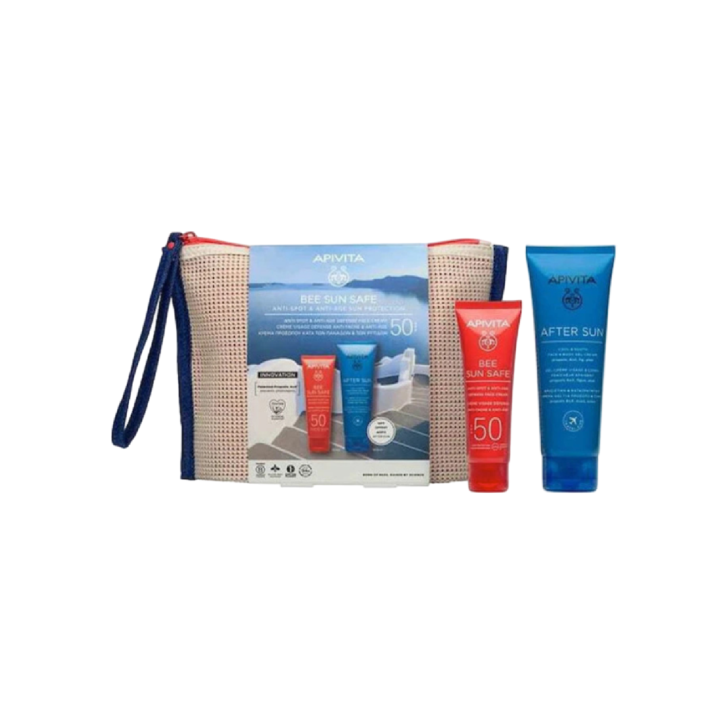 Apivita Bee Sun Safe Pack Creme Anti-Manchas SPF50 50ml + Pós Solar 100ml + Bolsa