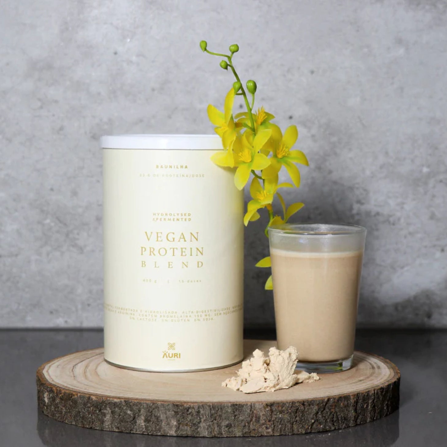 AuriFoods Proteína Vegetal Fermentada e Hidrolisa Baunilha Pó 450g