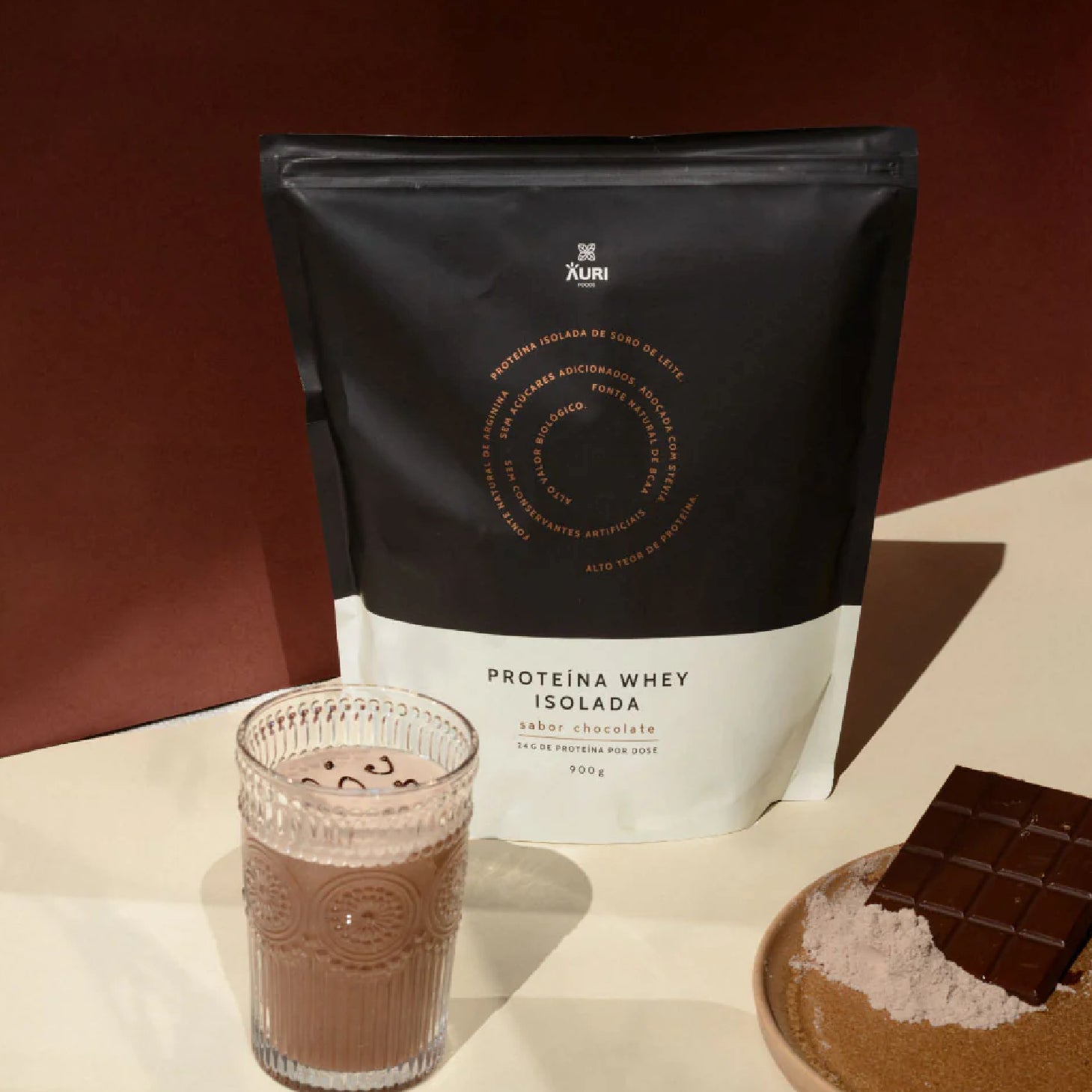AuriFoods Proteína Whey Isolada Chocolate Pó 900g