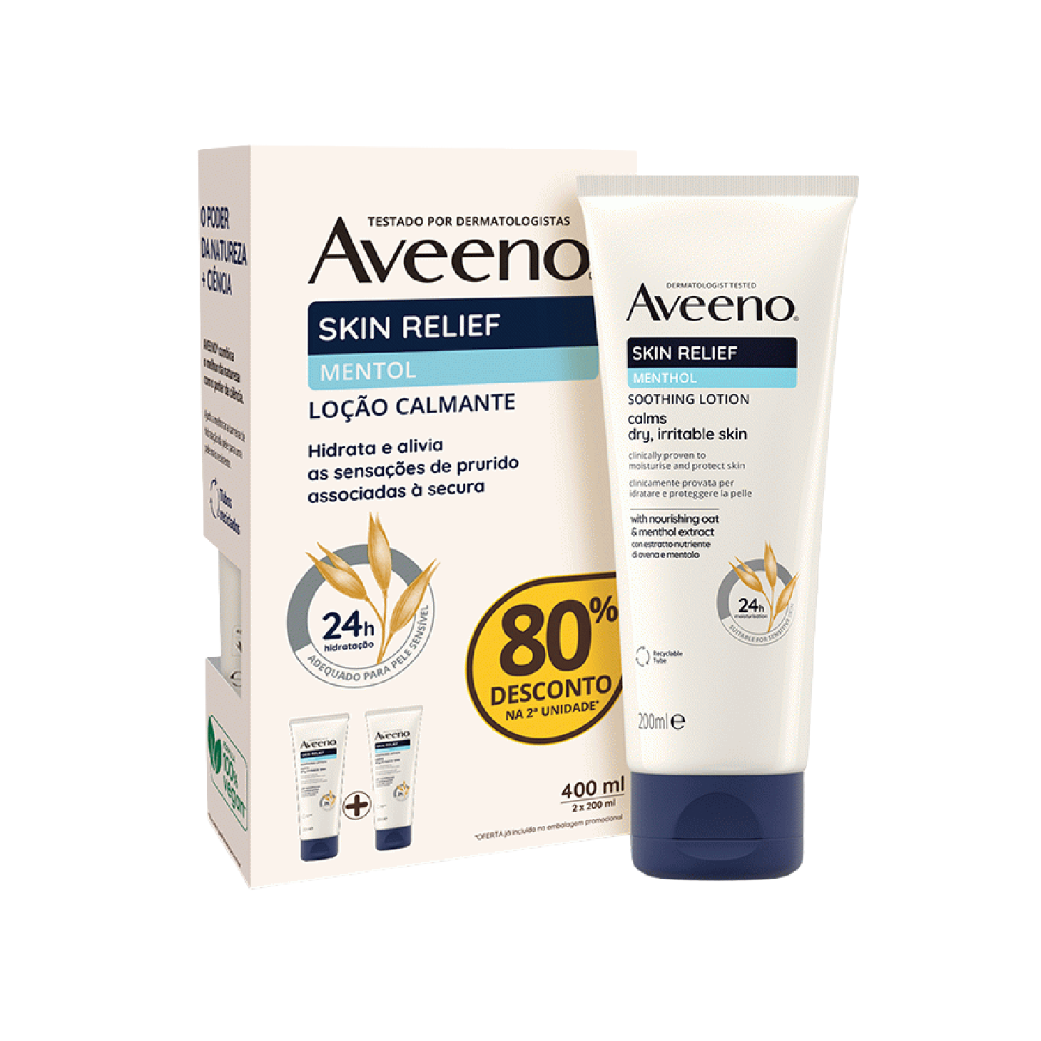 Aveeno Skin Relief Loção Calmante com Mentol 200ml x 2 Unidades