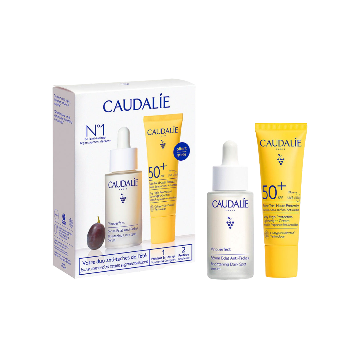 Caudalie Vinoperf Sérum 30ml +  Vinosun Fluido de Proteção Muito Elevada FPS50+ 20ml