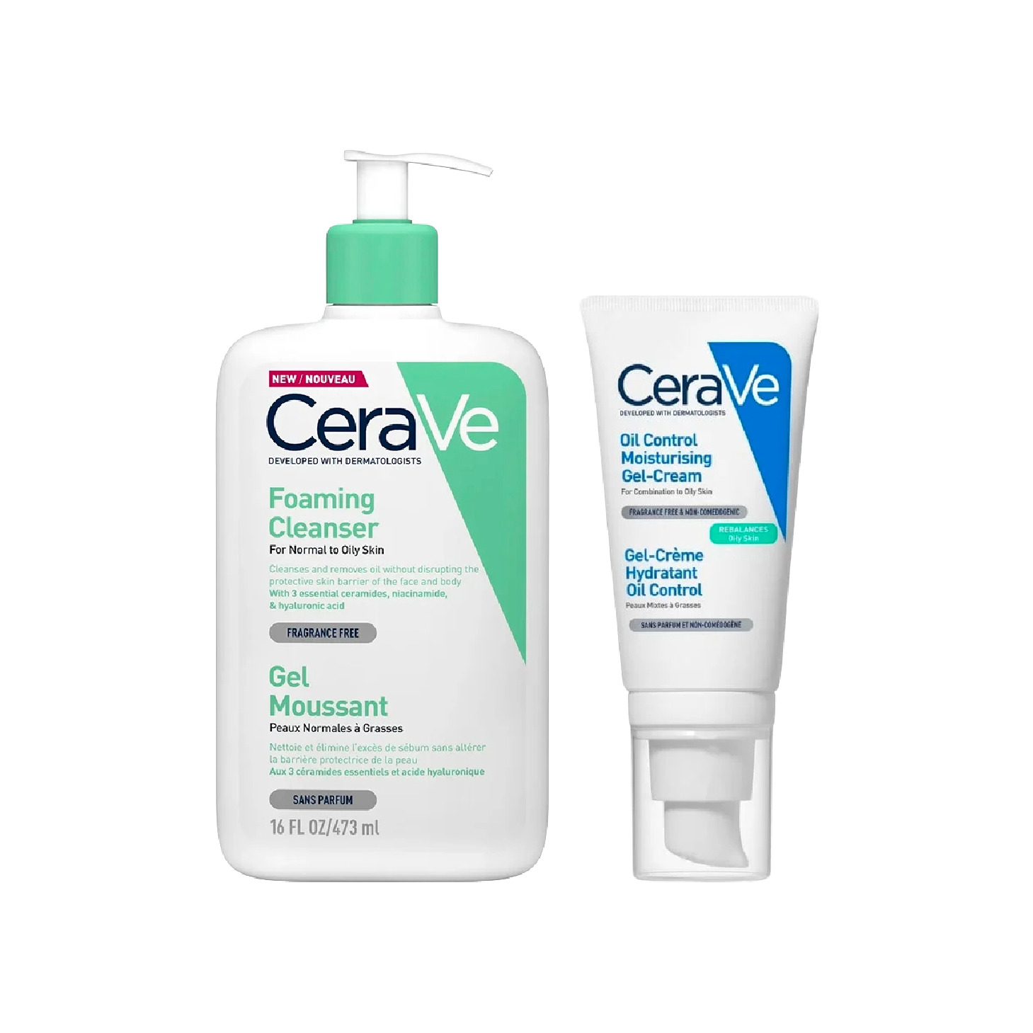 CeraVe Gel Espuma Limpeza 473ml + Gel-Creme Facial 52ml