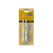 Chicco Escova de Dentes Azul + Amarelo 6-36 Meses x2 Unidades