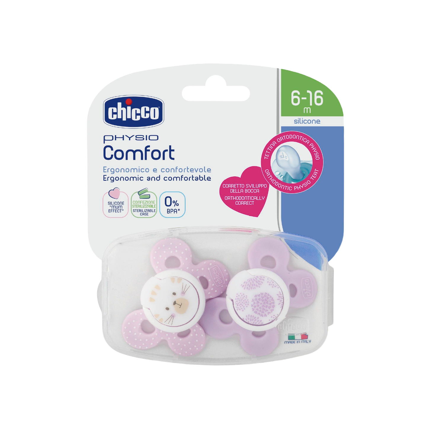 Chicco Physio Comfort Chupetas Rosa 6-16 Meses x2 Unidades