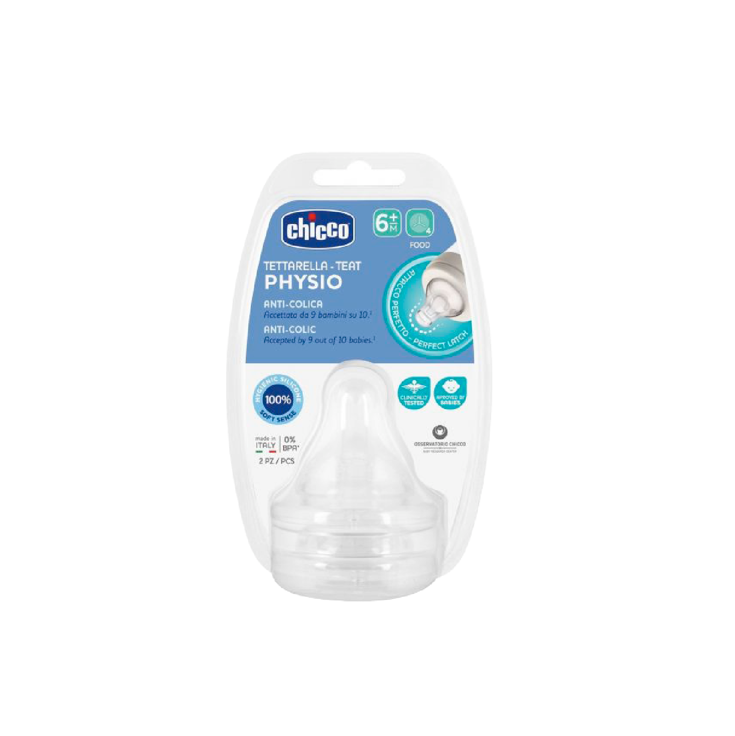 Chicco Physio Tetina Silicone Papa +6 Meses x2 Unidades