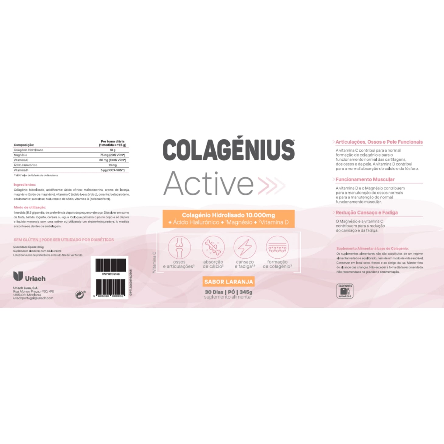 Colágeno activo en polvo de naranja 345 g
