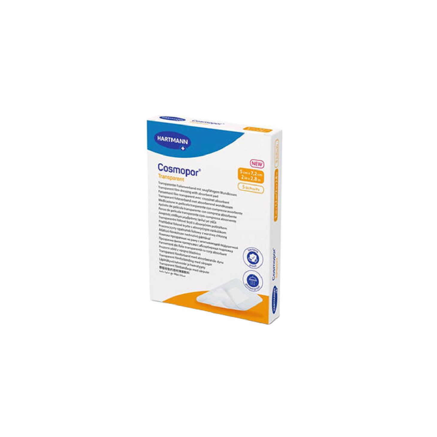 Apósito transparente Cosmopor 5 cm x 7,2 cm x 5 unidades