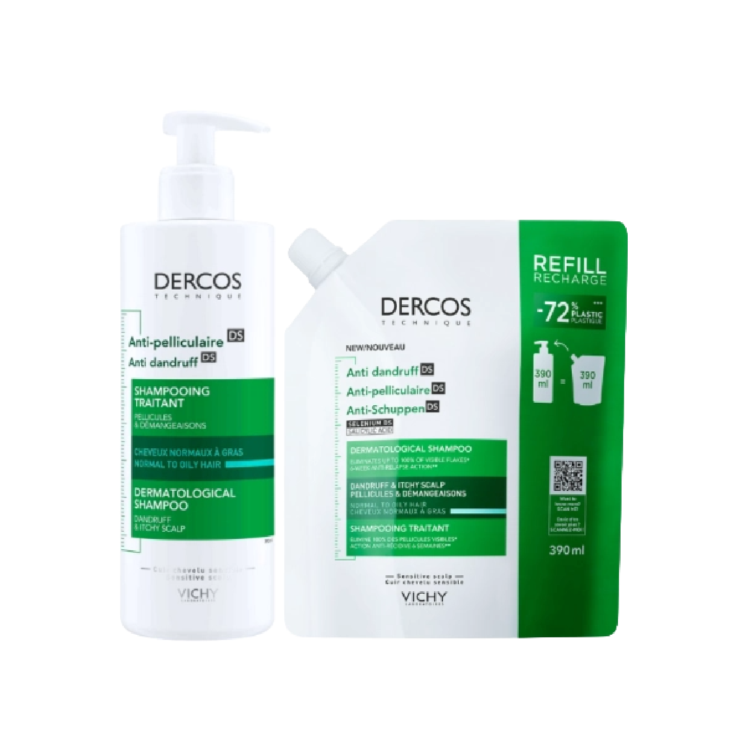 Dercos Champô Caspa Oleosa 390ml + Refill 390ml