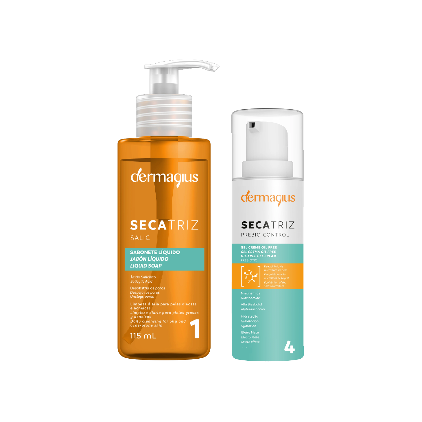 Dermagius Secatriz Salic Sabonete Líquido 115ml + Prebio Control Gel Creme 30g