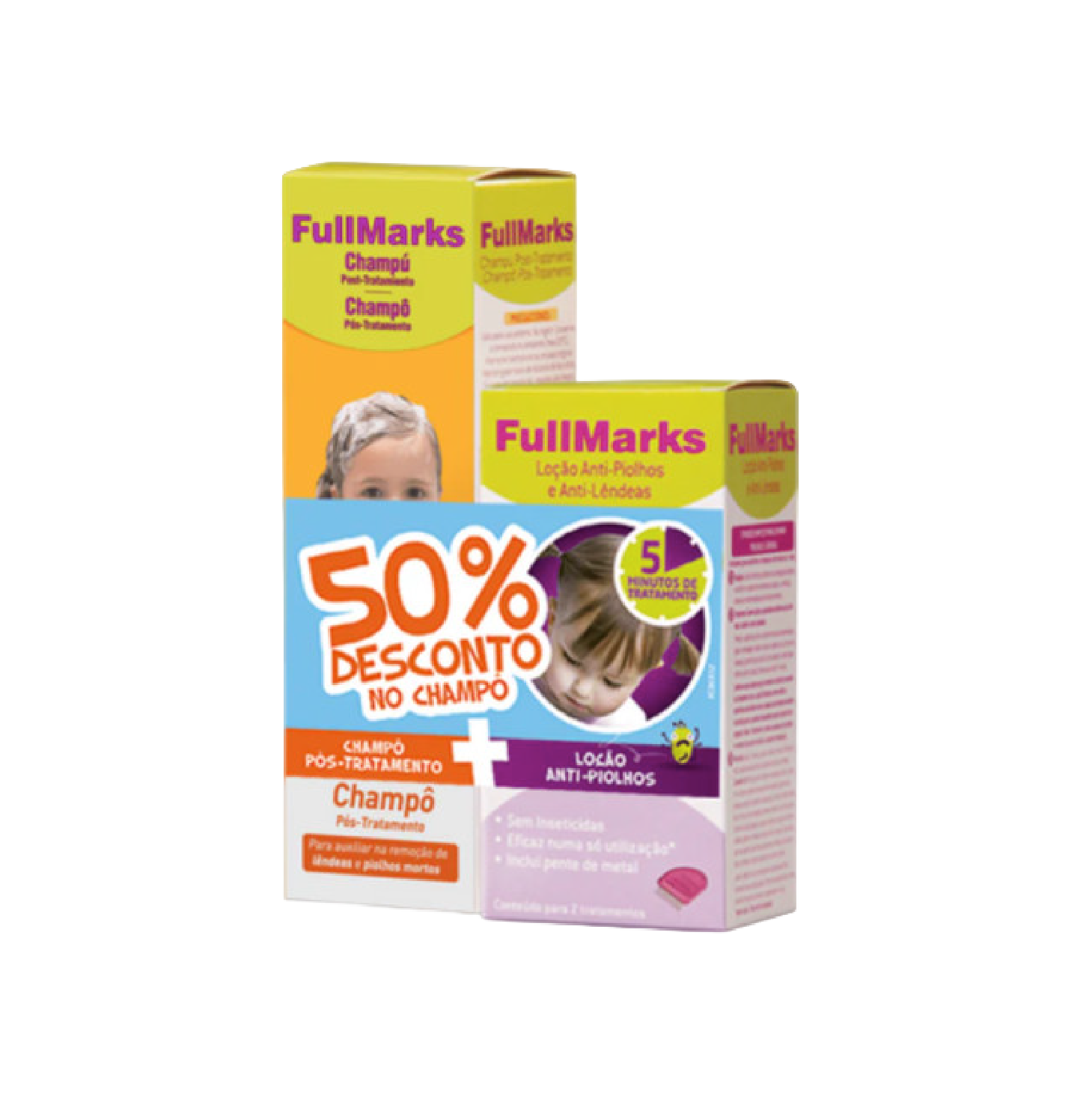 Fullmarks Loção Anti-Piolhos e Lêndeas 100ml + Champô Pós Tratamento 150ml + Pente