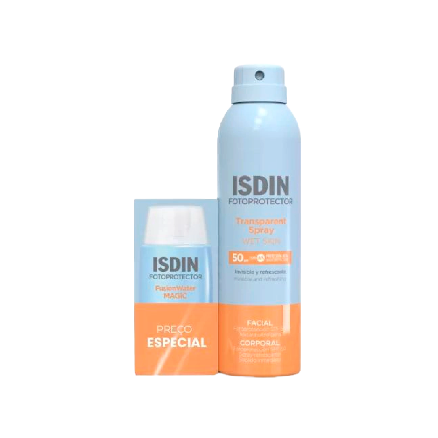Isdin Fotoprotector Fusion Water Magic SPF50 50ml + Transparente Spray Wet Skin SPF50 100ml