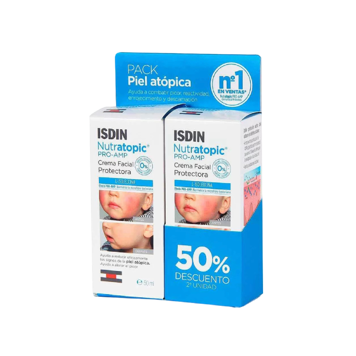 Isdin Nutratopic Pro-AMP Creme Facial 50ml x2