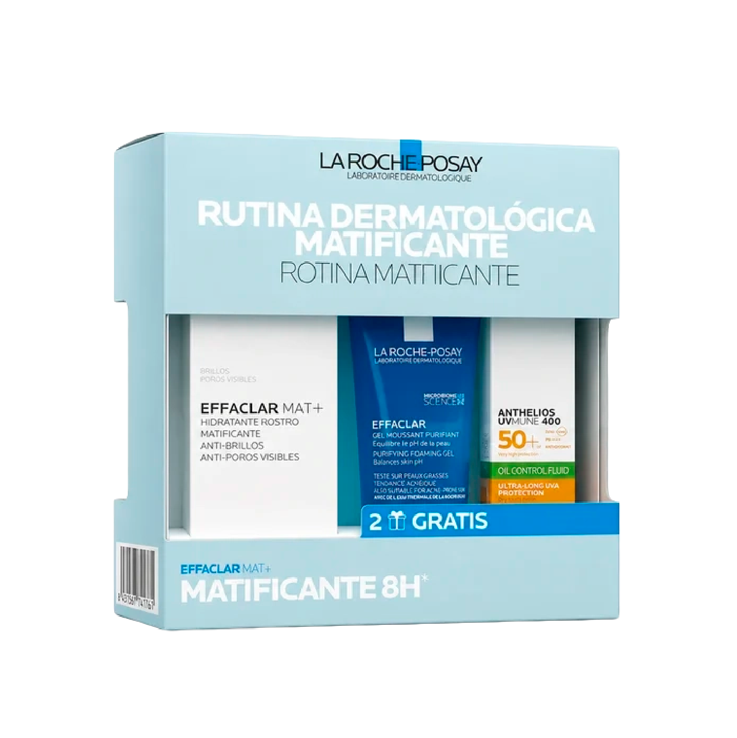 La Roche Posay Effaclar Mat+ Creme Matificante + Gel Mousse Purificante + Anthelios UVMUNE 400 Oil Control SPF50+