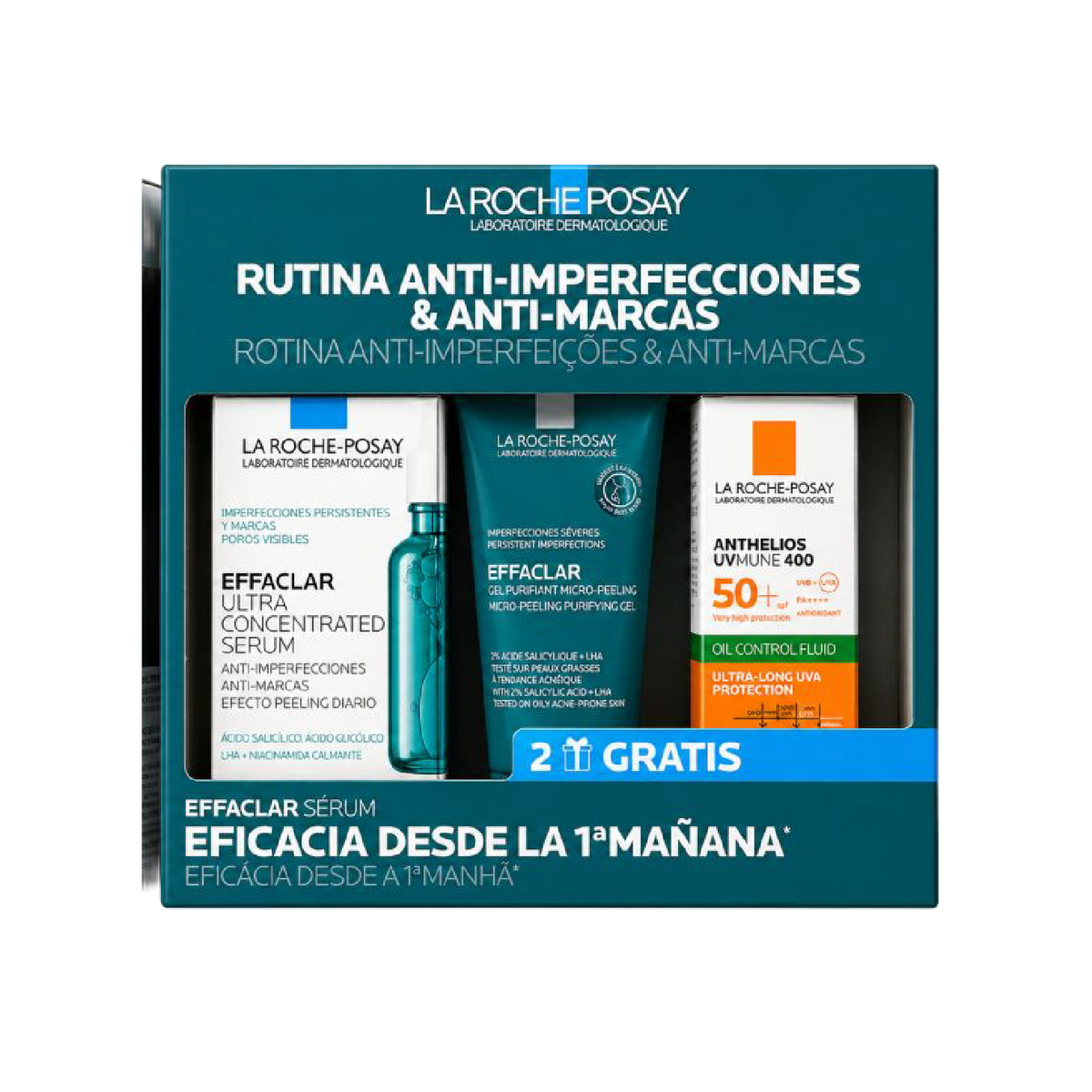 La Roche-Posay Effaclar Sérum Ultra Concentrado 30ml + Effaclar Gel Purificante 50ml + UV Mune Oil Control 50+ 15ml