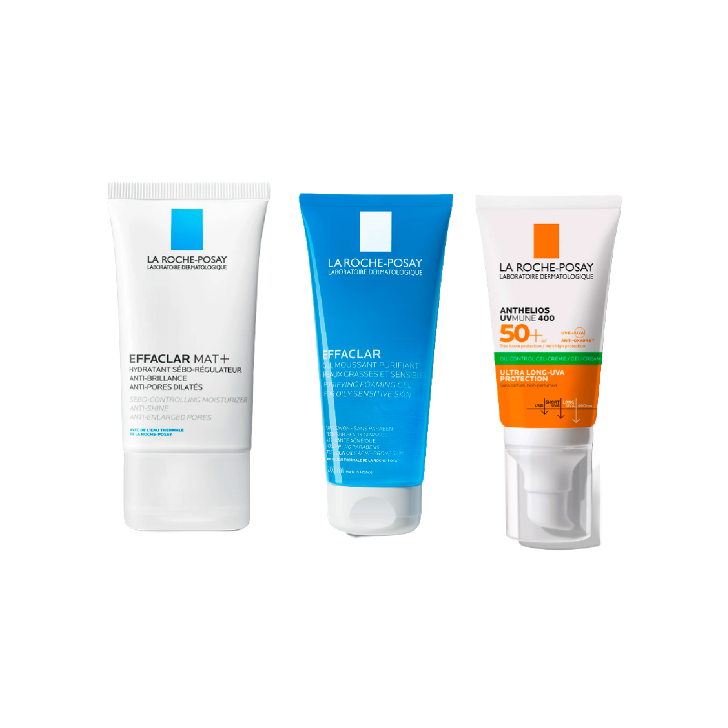 La Roche Posay Effaclar Mat+ Creme Matificante + Gel Mousse Purificante + Anthelios UVMUNE 400 Oil Control SPF50+