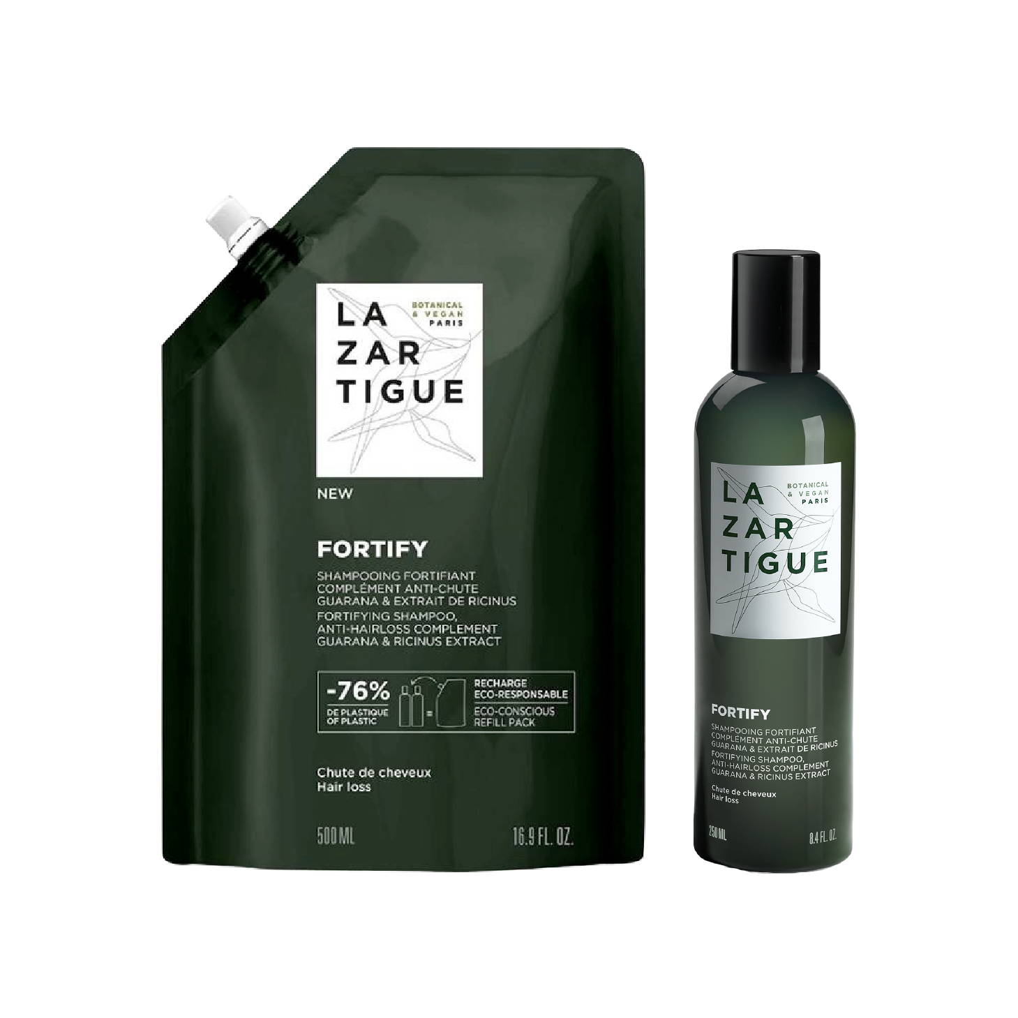 Lazartigue Champô Eco-Refill 500ml + Champô Fortify 250ml