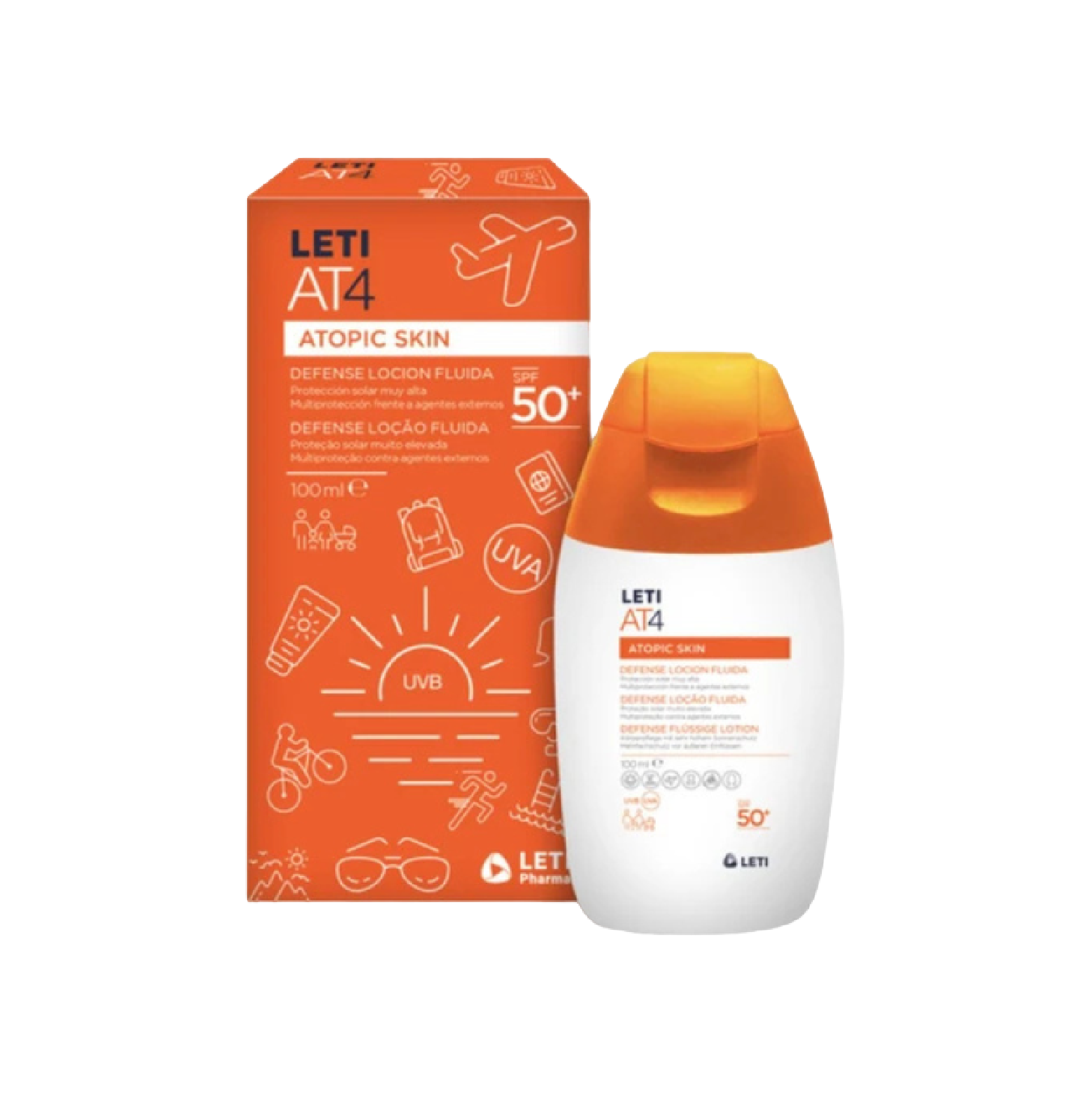 Leti At4 Defense Loção Fluido  SPF50+100ml + Raquetes