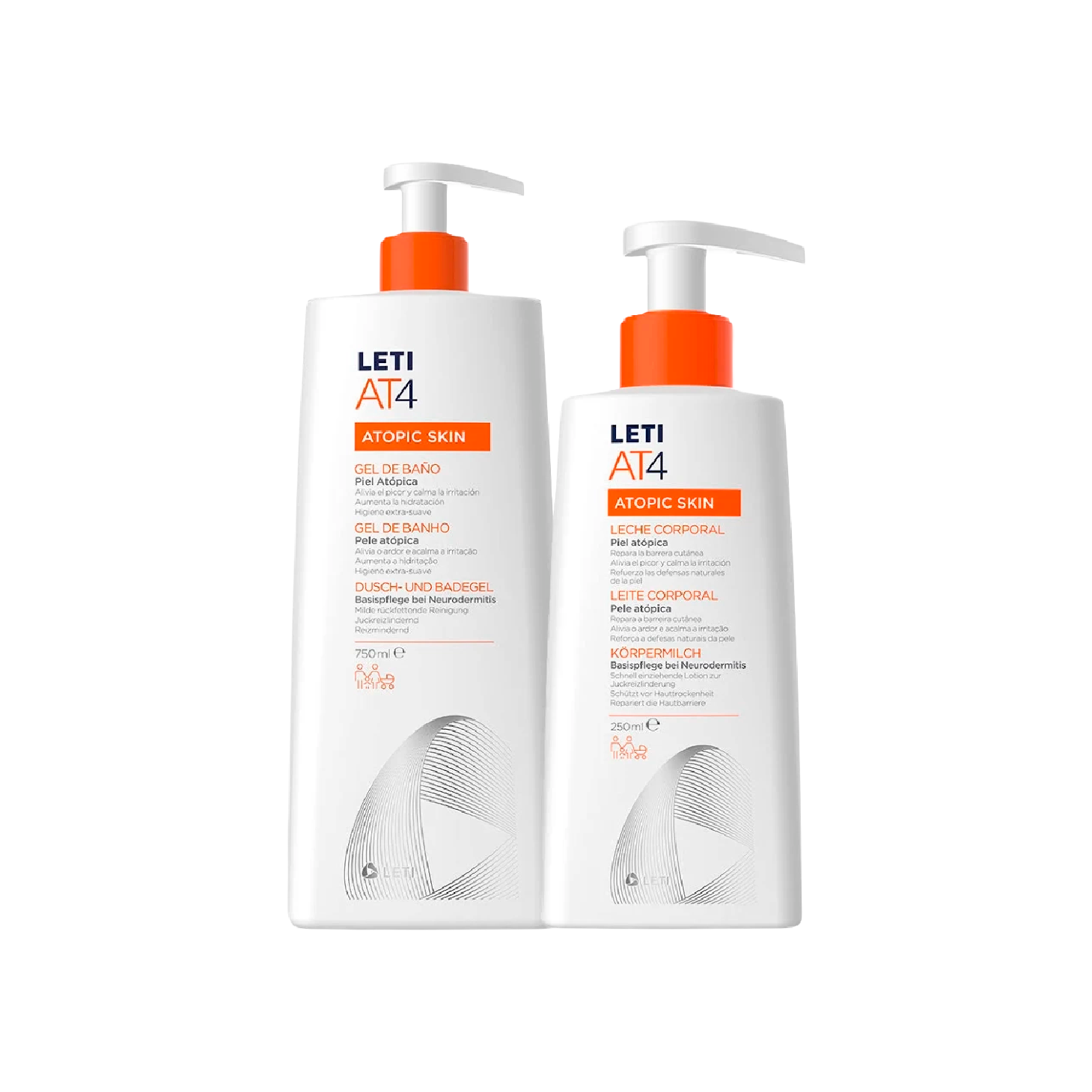 Letiat4 Pack Gel Banho Pele Atópica 750ml + 250ml