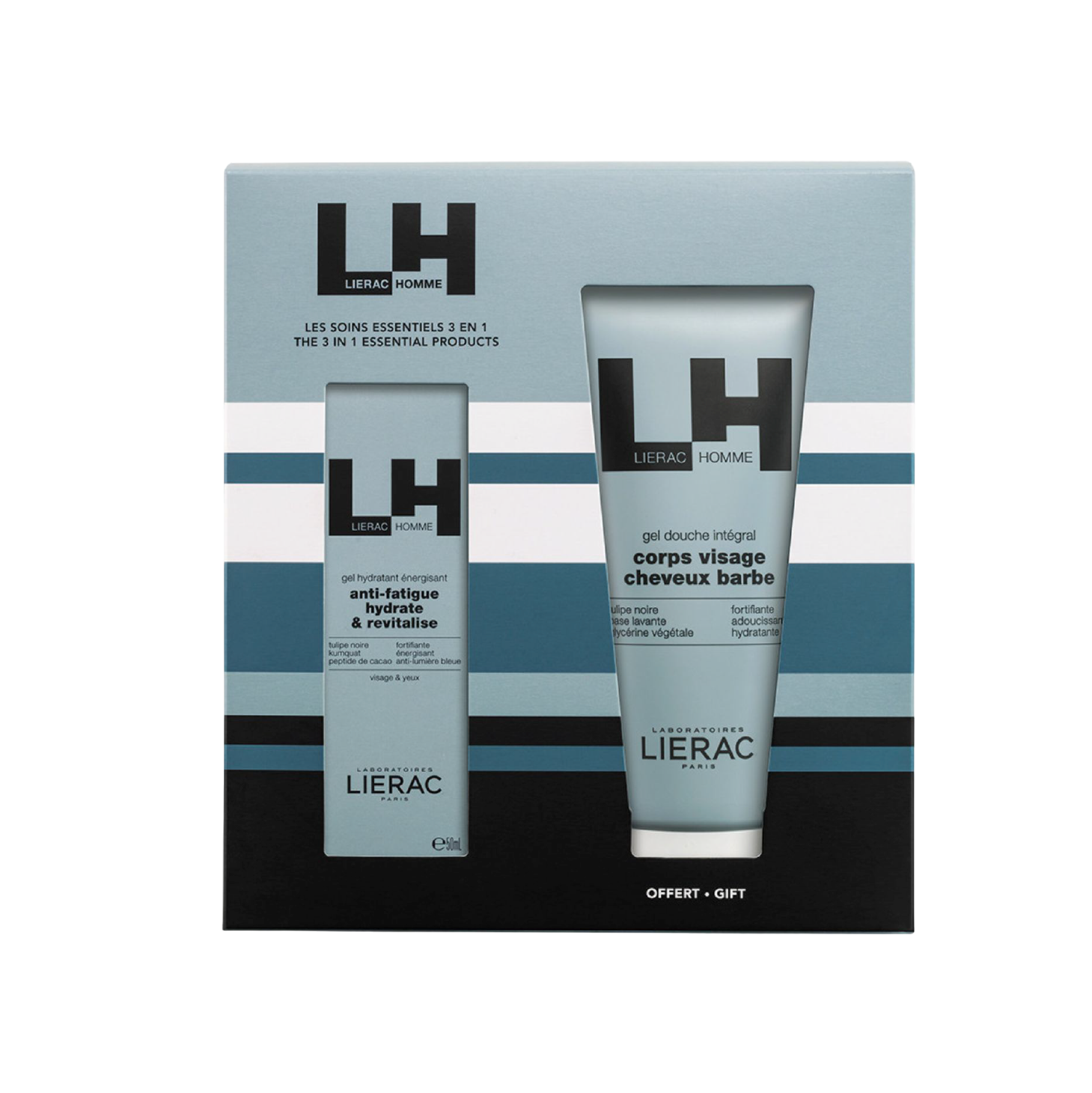 Lierac Homem Gel Hidratante Energizante 50ml + Gel de Banho Champô 200ml
