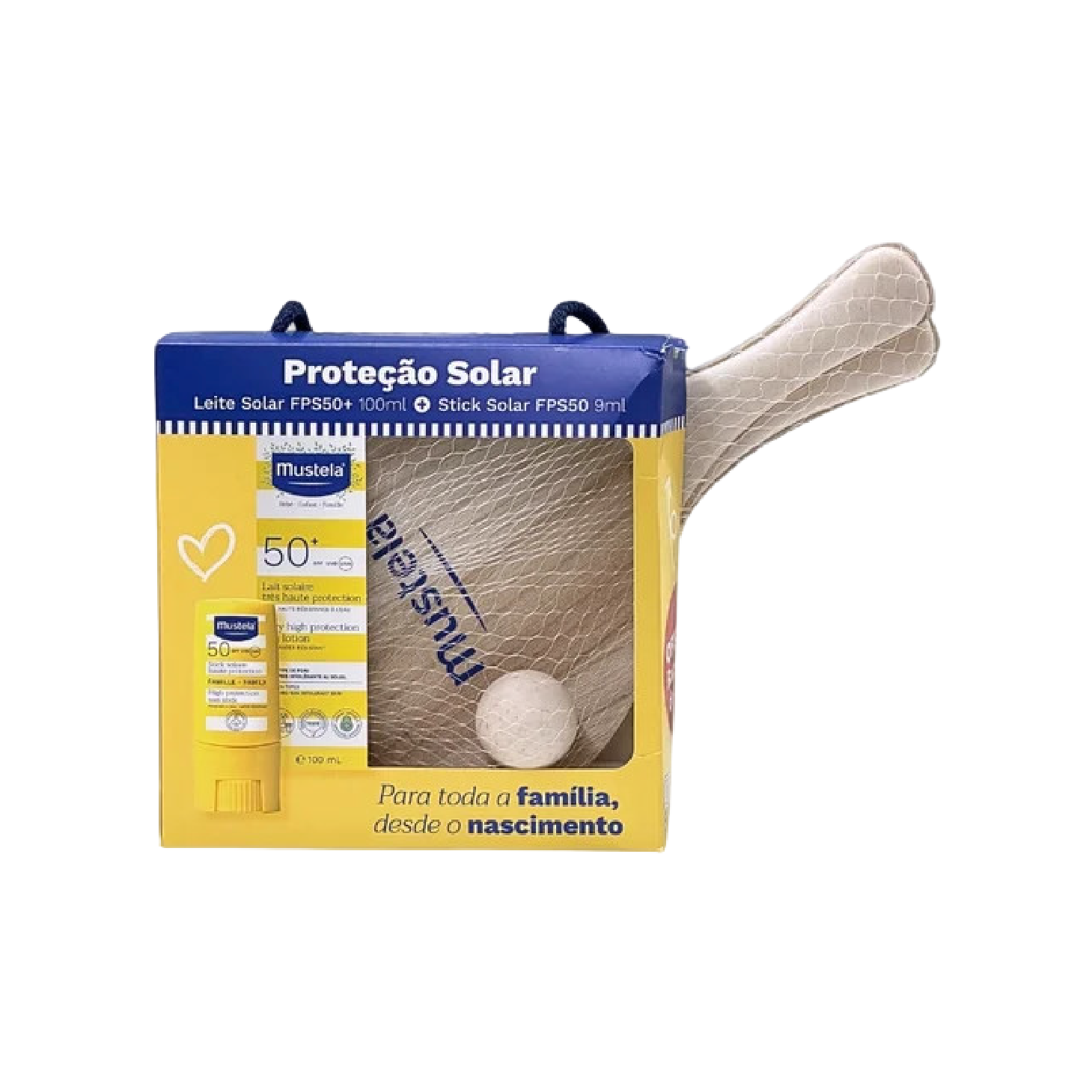 Mustela Pack Leite Solar SPF50+ 100ml +Stick SPF50+ + Raquetes