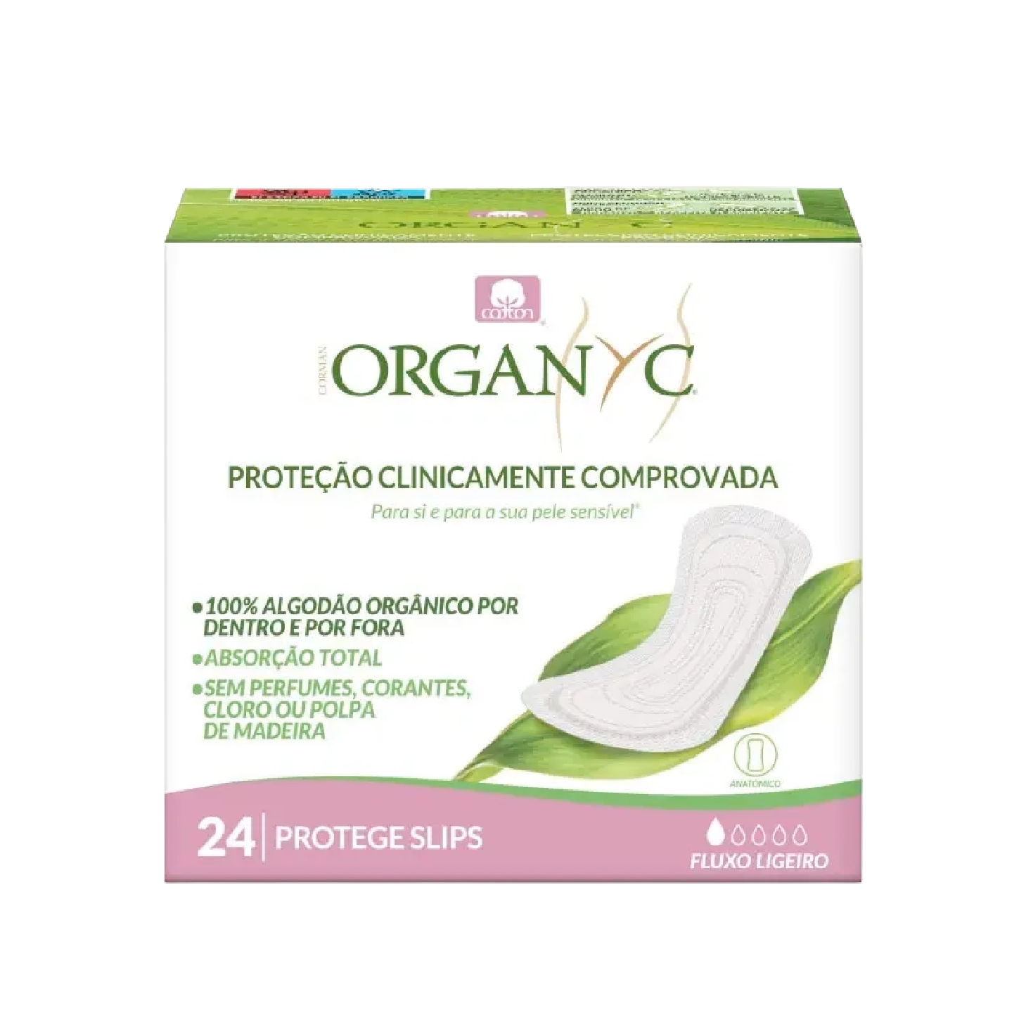 Organyc Pensos Protetores Slips Ligeiro Saquetas x24