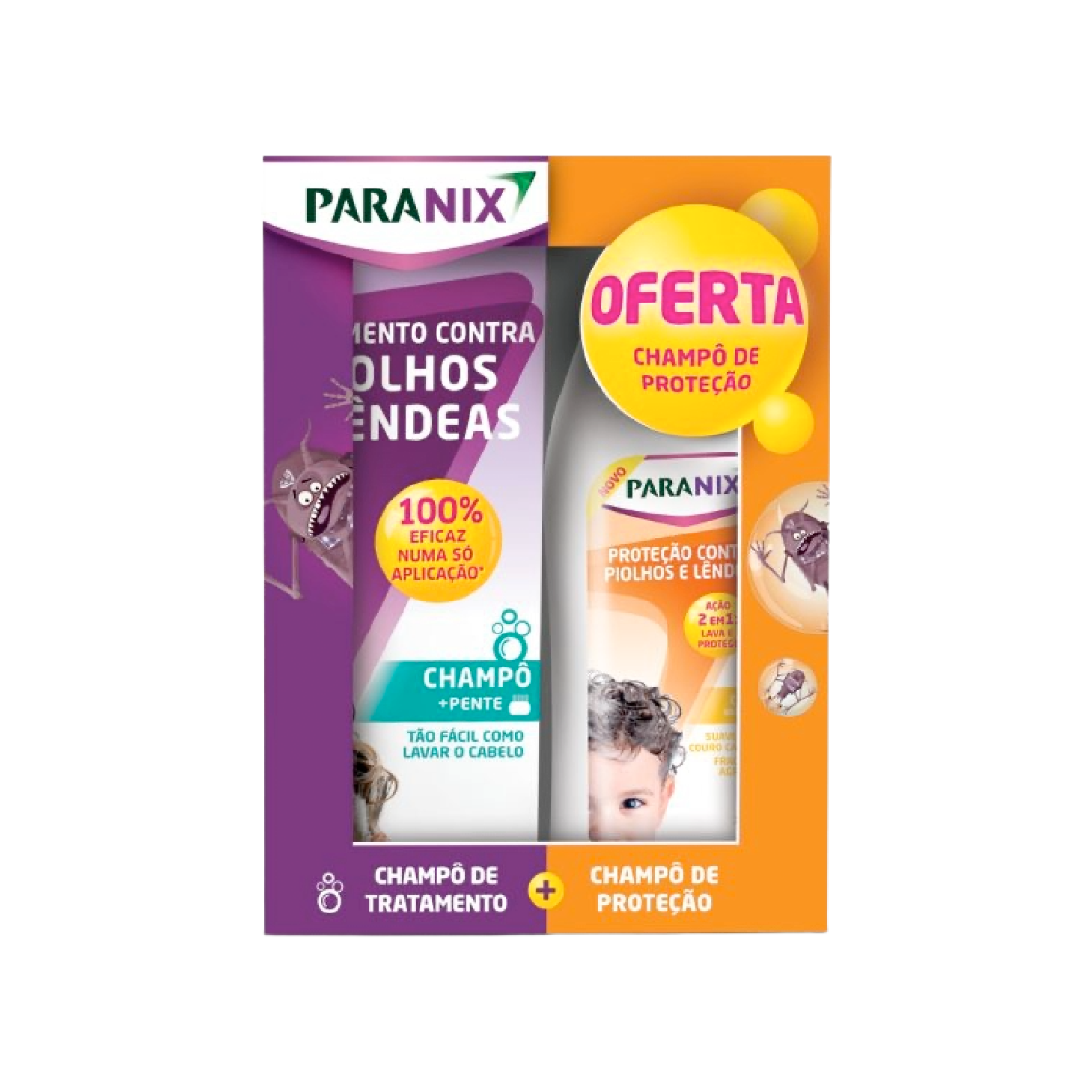 Paranix Champô Tratamento Piolhos 200ml + Champô Proteção 200ml
