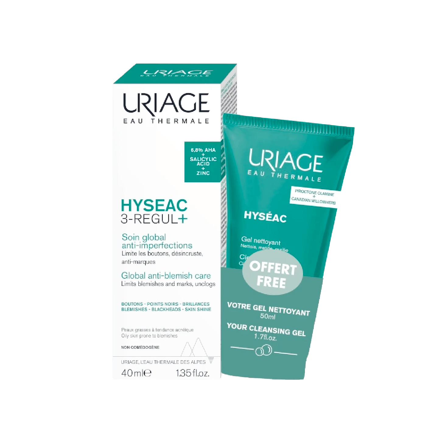 Uriage Hyséac 3-Regul 40ml + Gel de Limpeza 50ml
