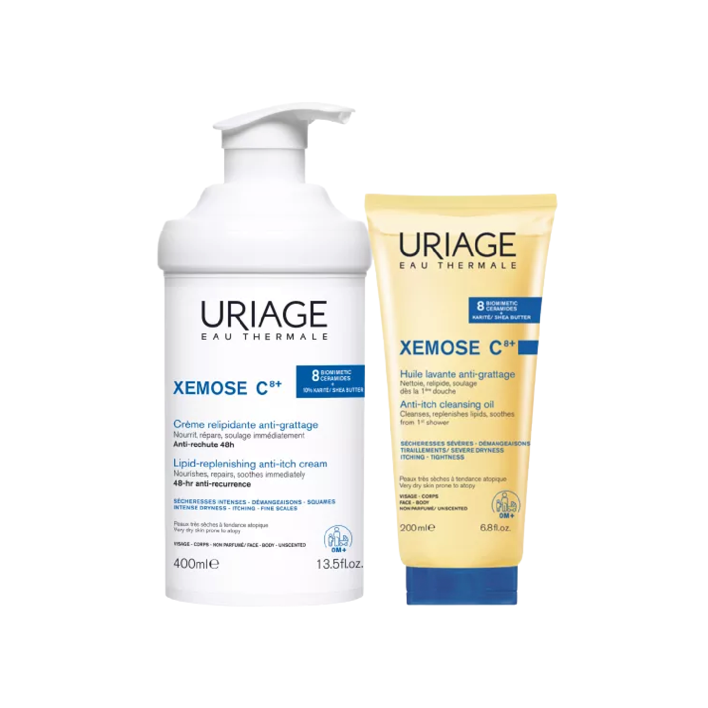 Uriage Xémose C8+ Creme Relipidante 400ml + Óleo Lavante 200ml