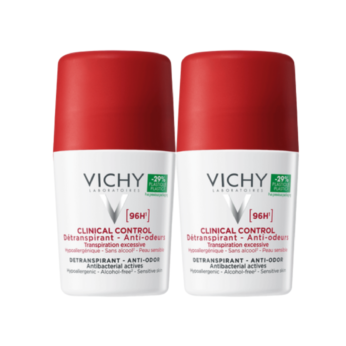 Vichy 96H Clinical Control Antitranspirante Roll-On 50ml x2
