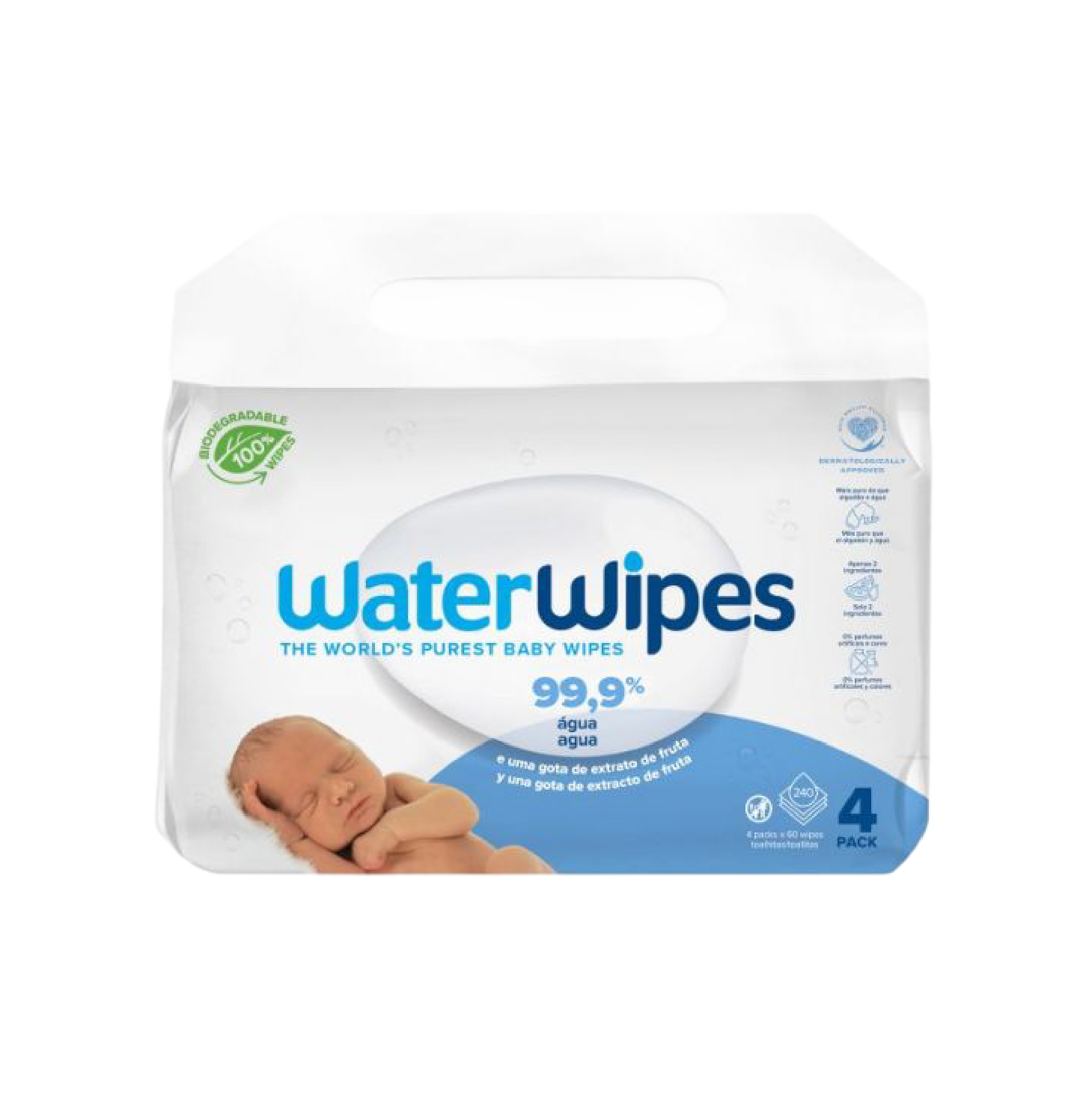 Waterwipes Toalhitas Biodegradáveis Bebé 4x 60 Unidades