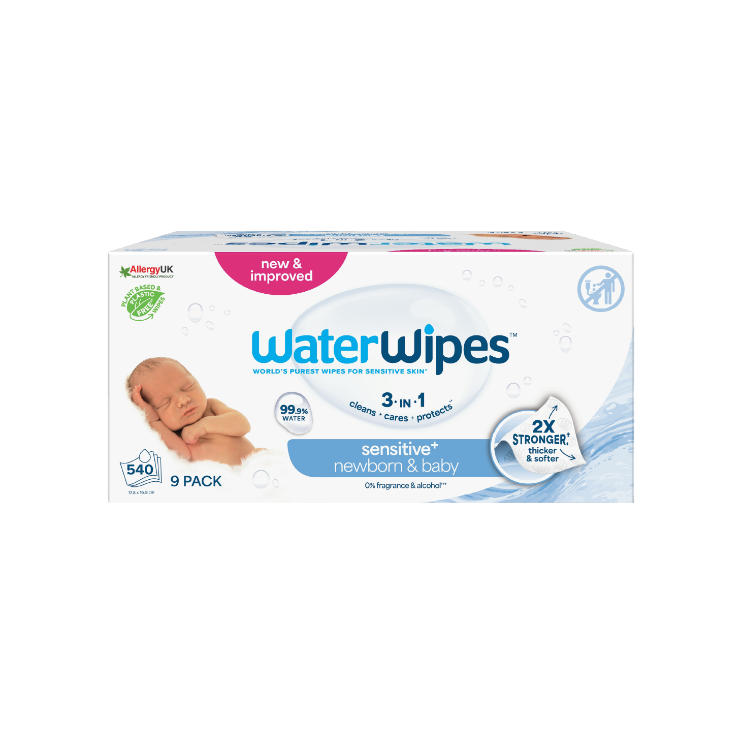 Waterwipes Toalhitas Biodegradáveis Bebé 9x 60 Unidades
